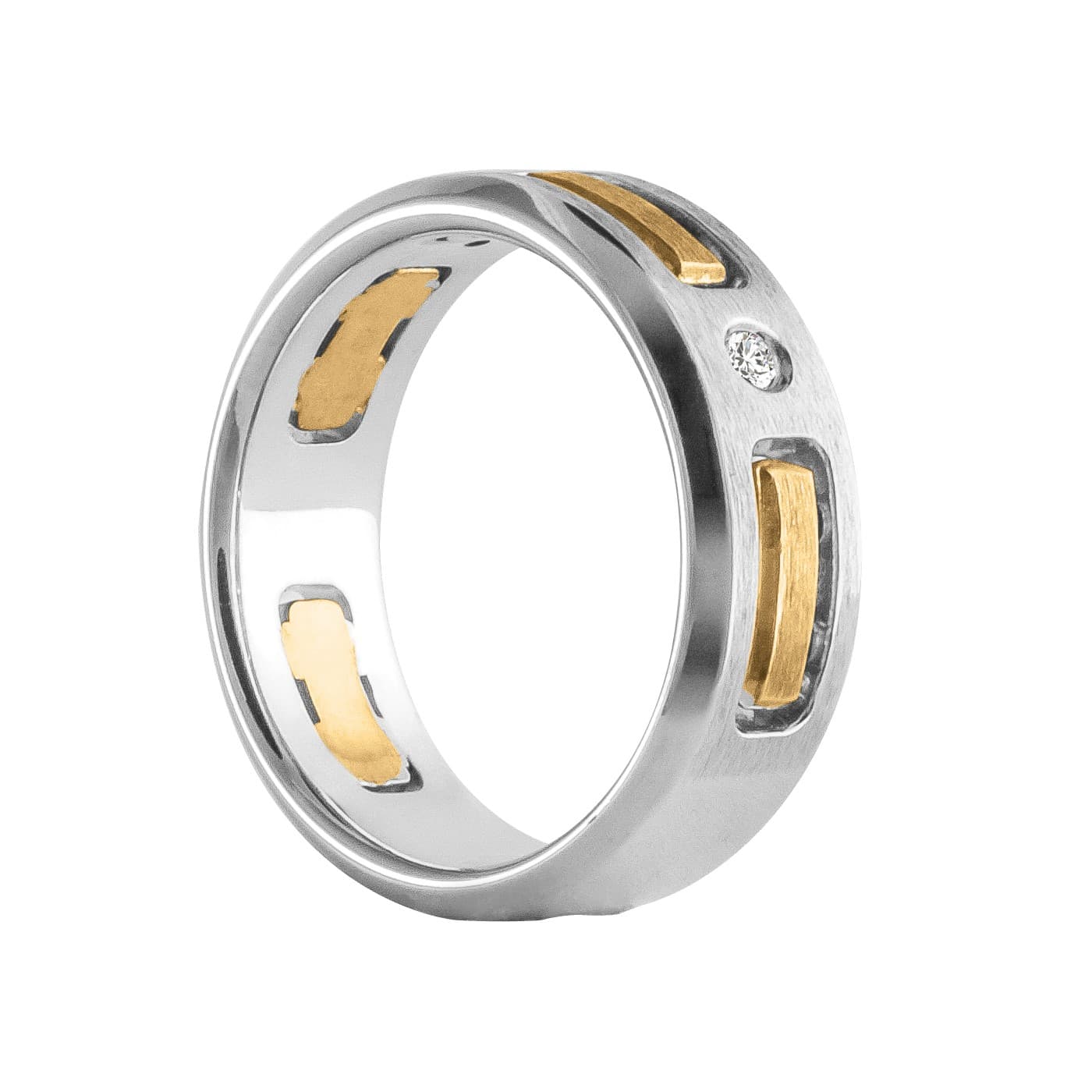 Men's Tt Diamond Band Satin Finish (0.15 ct. tw.), Side view in white gold or platinum