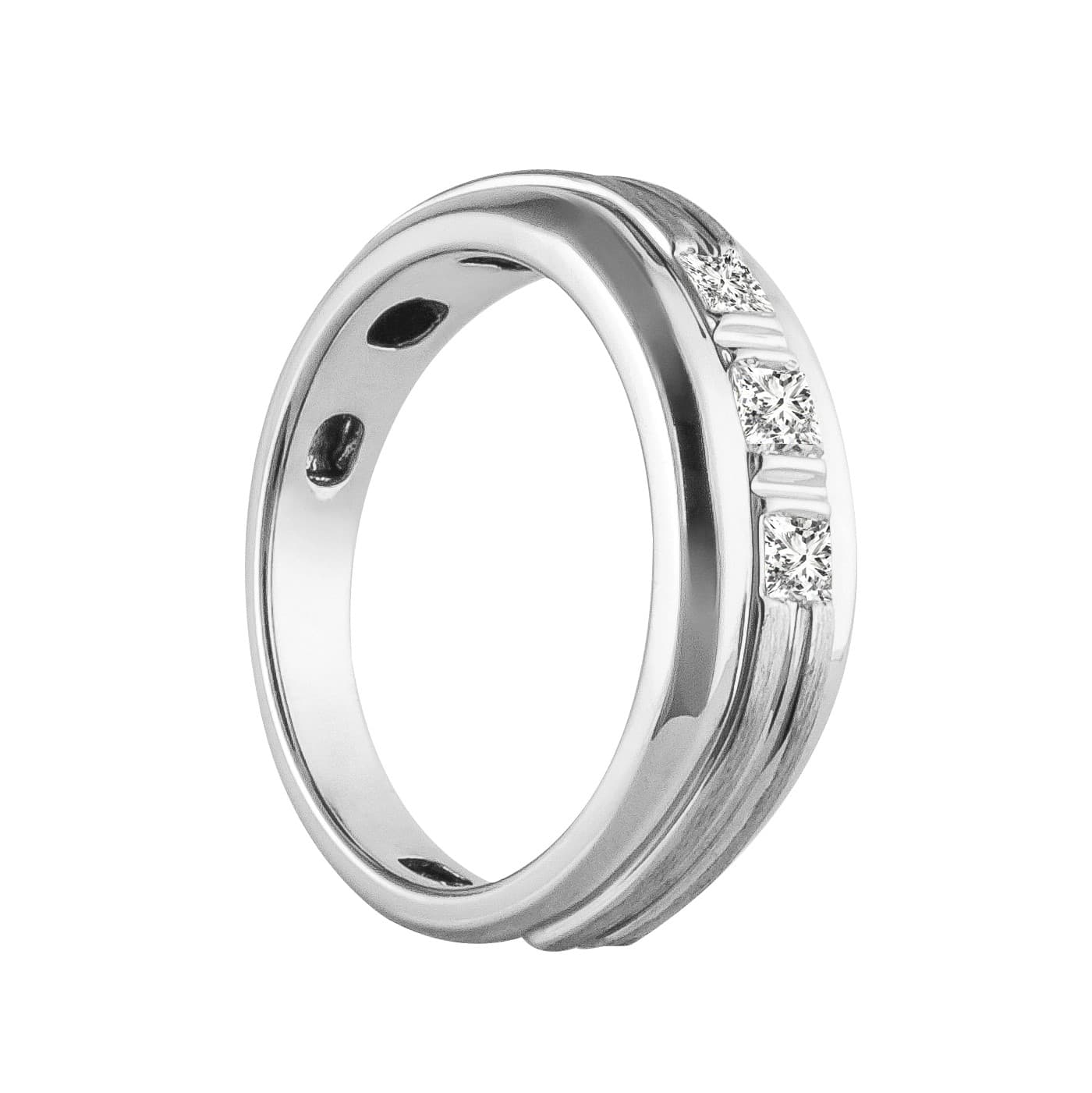 Men's Ring for Round Stones (0.2 ct. tw.), Side view in white gold or platinum