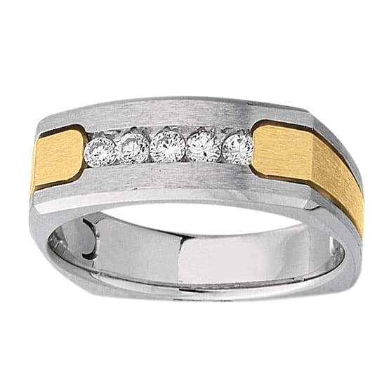 Men's Diamond Band Satin Finish Accent (1/4 ct. tw.), Side view in white gold or platinum