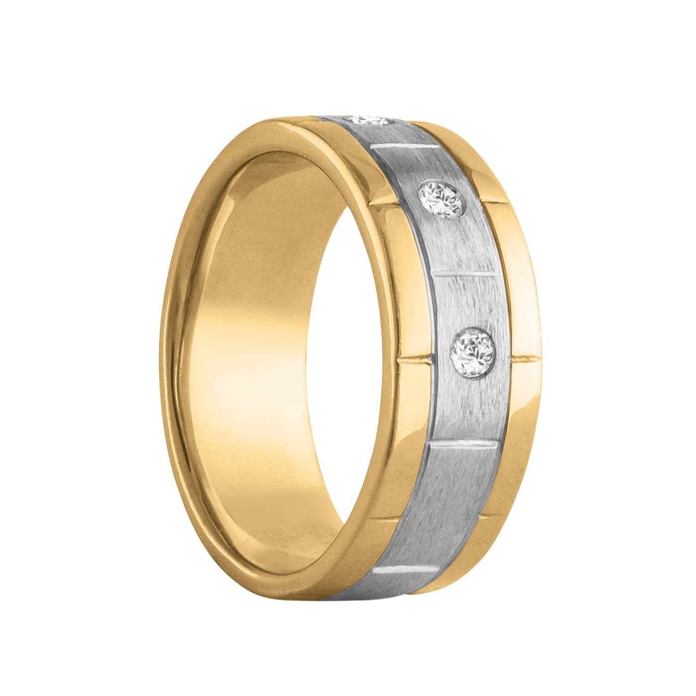 Men's Diamond Band Satin Finish, Side view in white gold or platinum