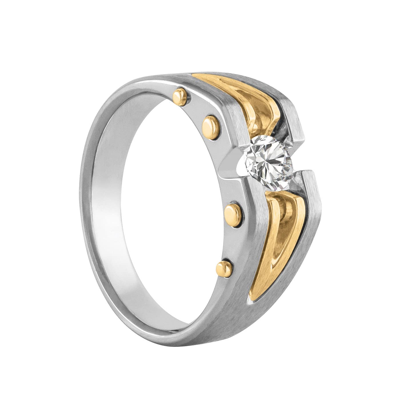 Men's Diamond Band Soft Satin Finish, Side view in white gold or platinum