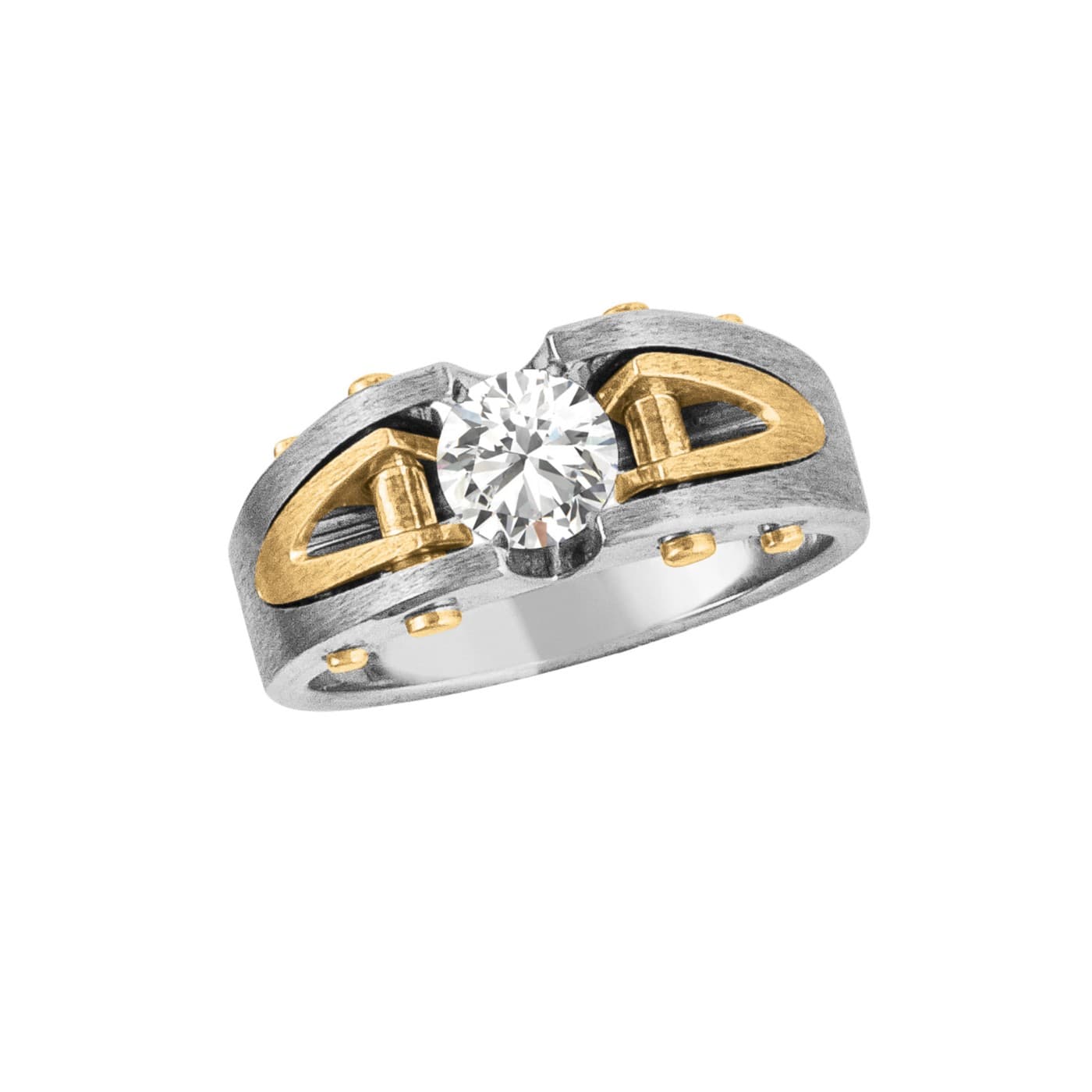 Gents White/rose Solitaire Ring — View 1
