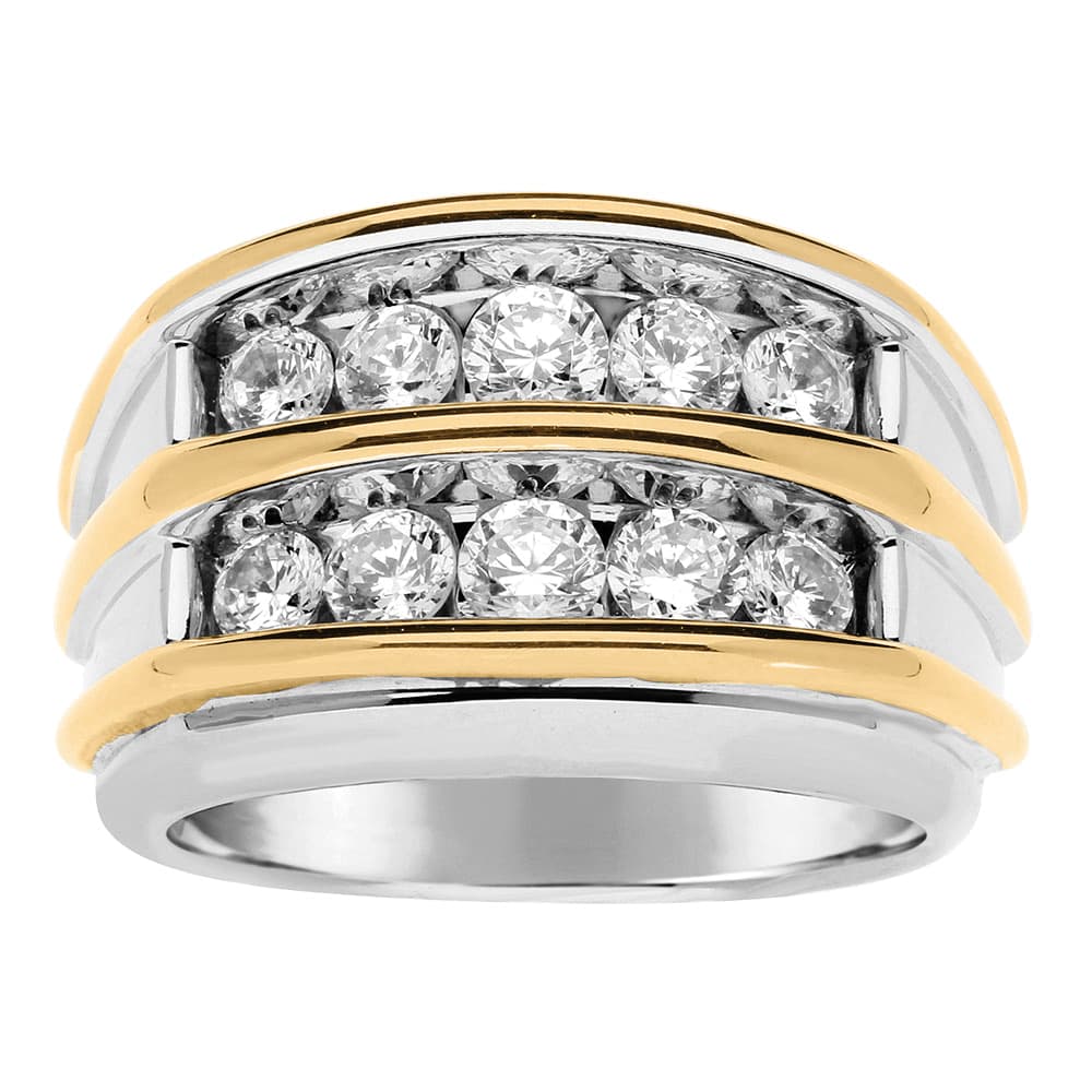 Gent's Tt Diamond Double Row Band — 1 CT — View 1
