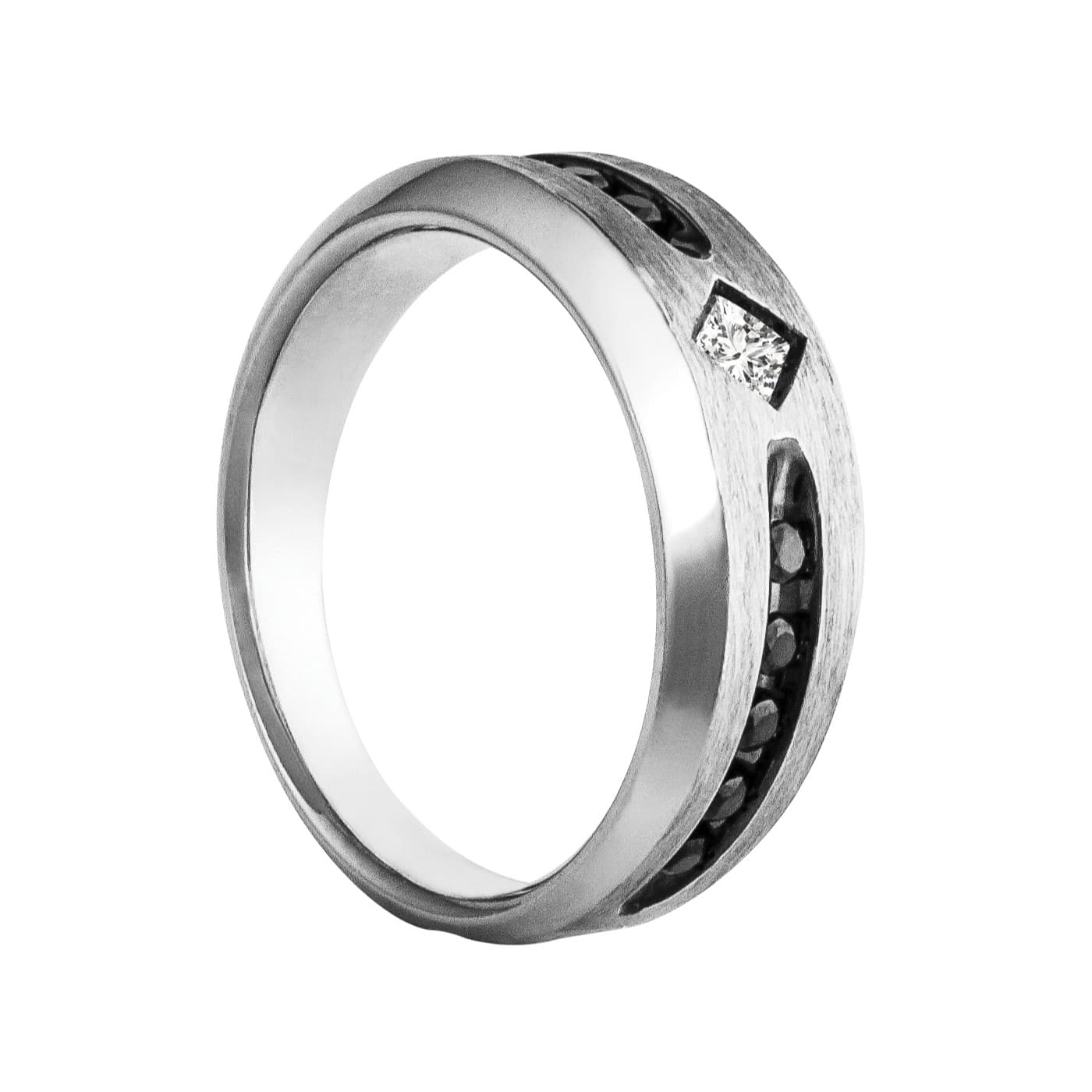 Men's'S DIA RING SATIN FINISH SIDES (0.43 ct. tw.), Side view in white gold or platinum