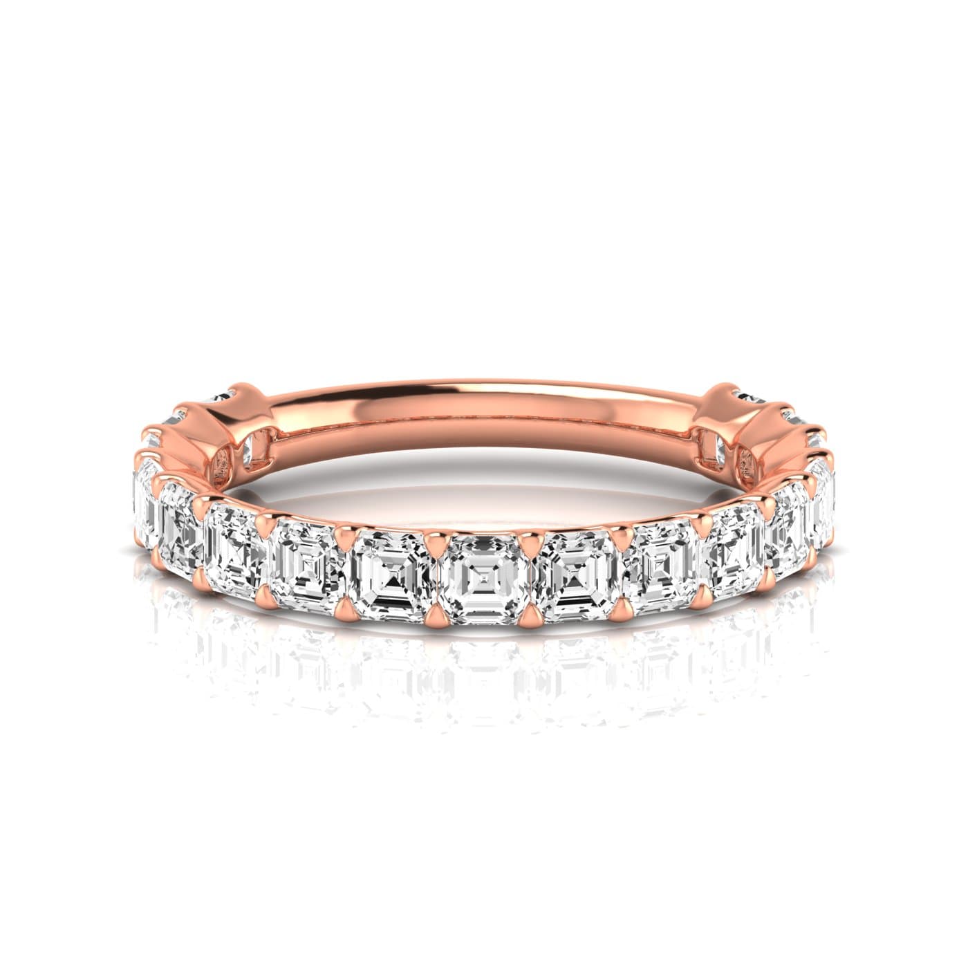 3/4 Spread Asscher Diamond Wedding Band (1.7 ct. tw.), Side view in rose gold