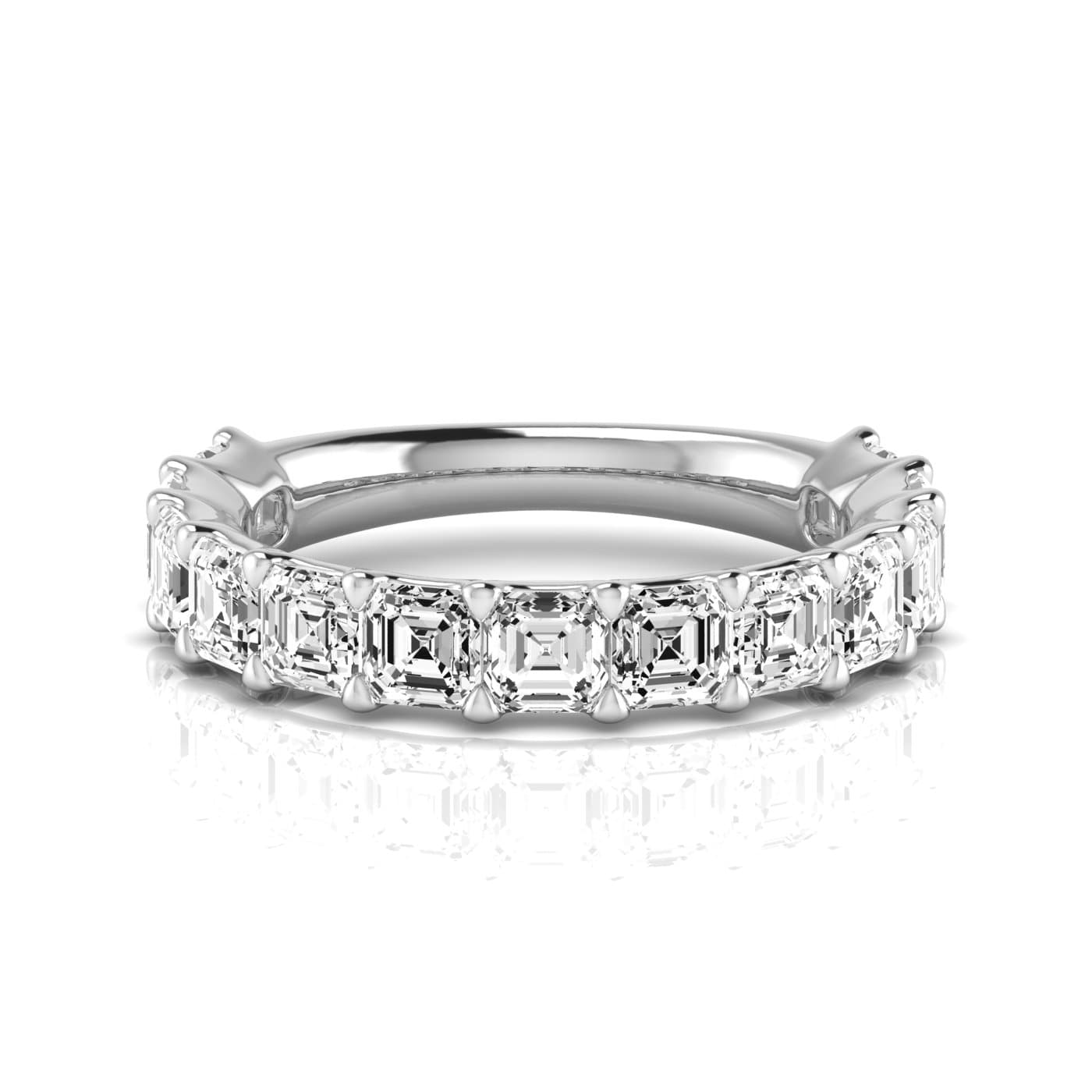 3/4 Spread Asscher Diamond Wedding Band (3 1/4 ct. tw.), Side view in white gold or platinum
