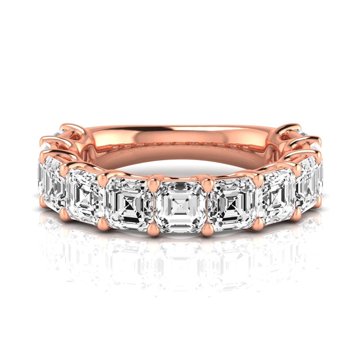 3/4 Spread Asscher Diamond Wedding Band (5 1/2 ct. tw.), Side view in rose gold