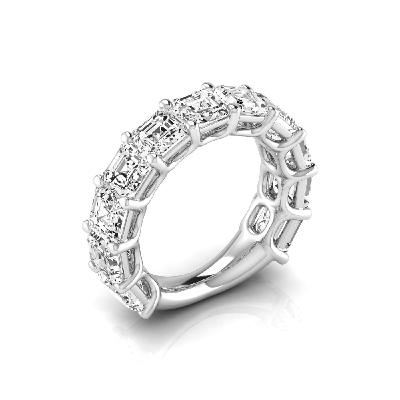 3/4 Spread Asscher Diamond Wedding Band — View 1