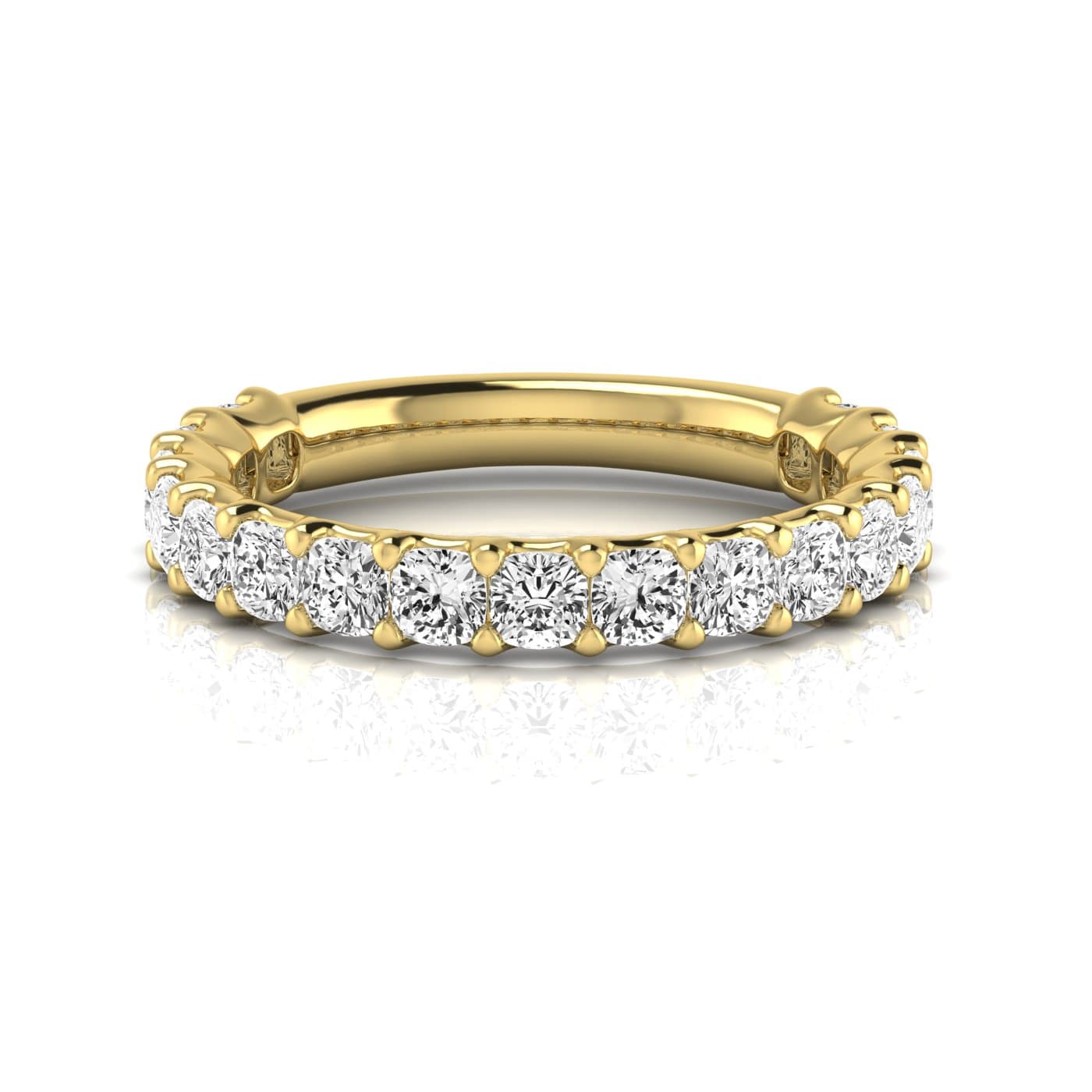 3/4 Spread Cushion Diamond Wedding Band (1.7 ct. tw.), Side view in yellow gold