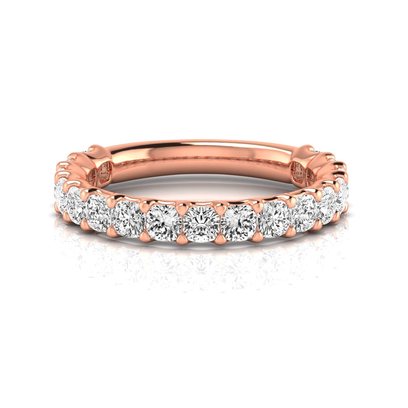 3/4 Spread Cushion Diamond Wedding Band (1.7 ct. tw.), Side view in rose gold