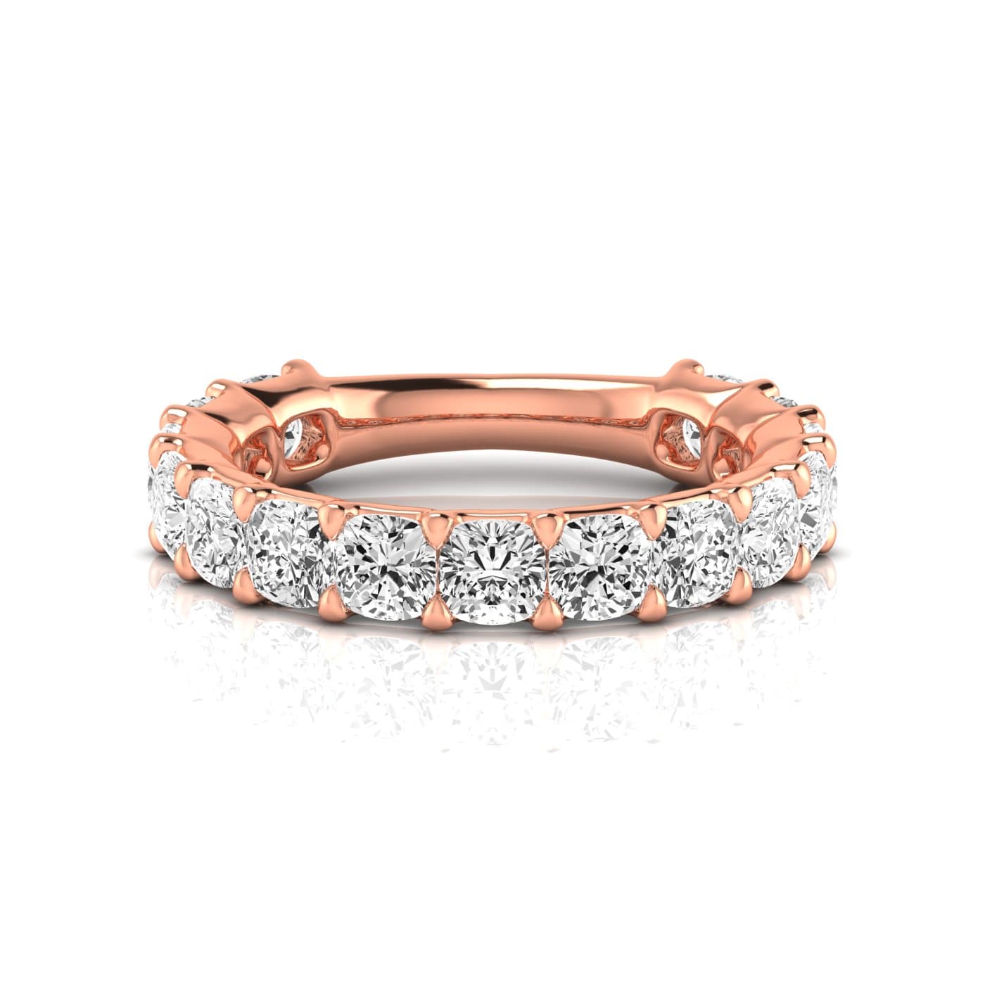 3/4 Spread Cushion Diamond Wedding Band (3 3/4 ct. tw.), Side view in rose gold
