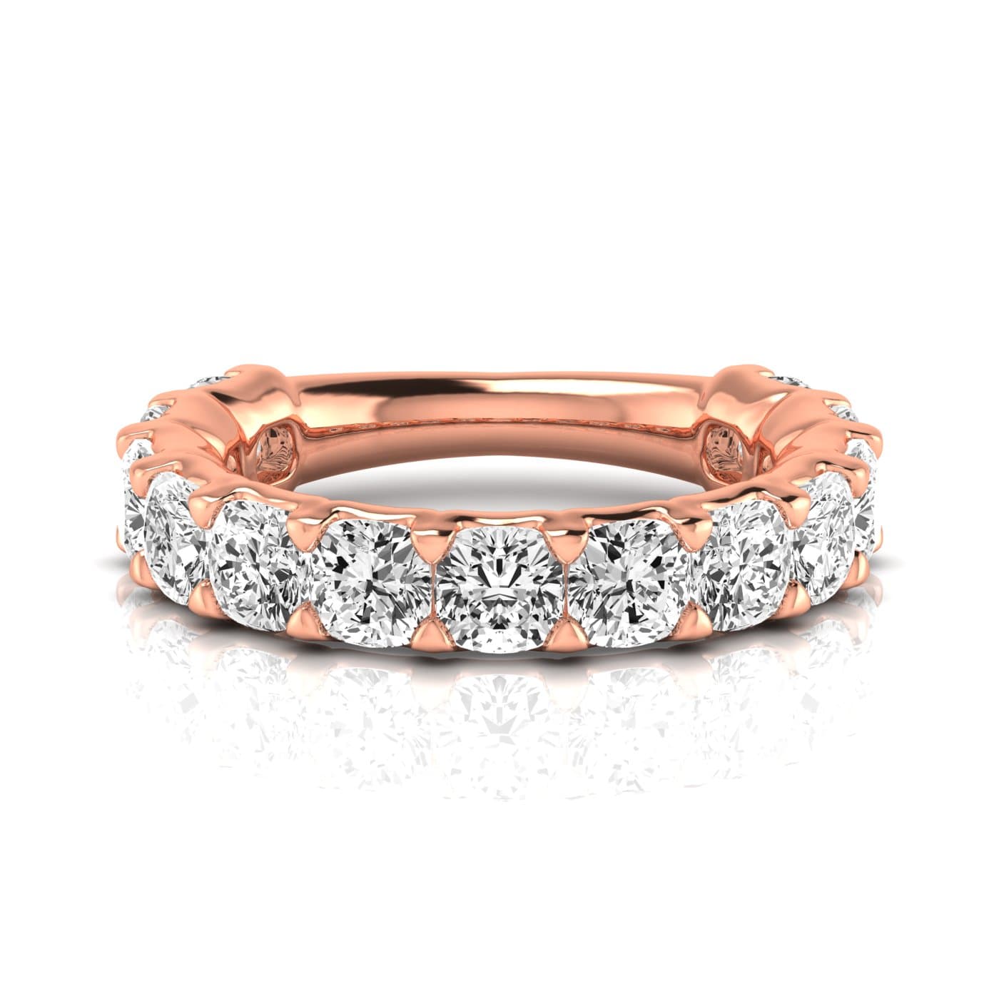 3/4 Spread Cushion Diamond Wedding Band (4.29 ct. tw.), Side view in rose gold