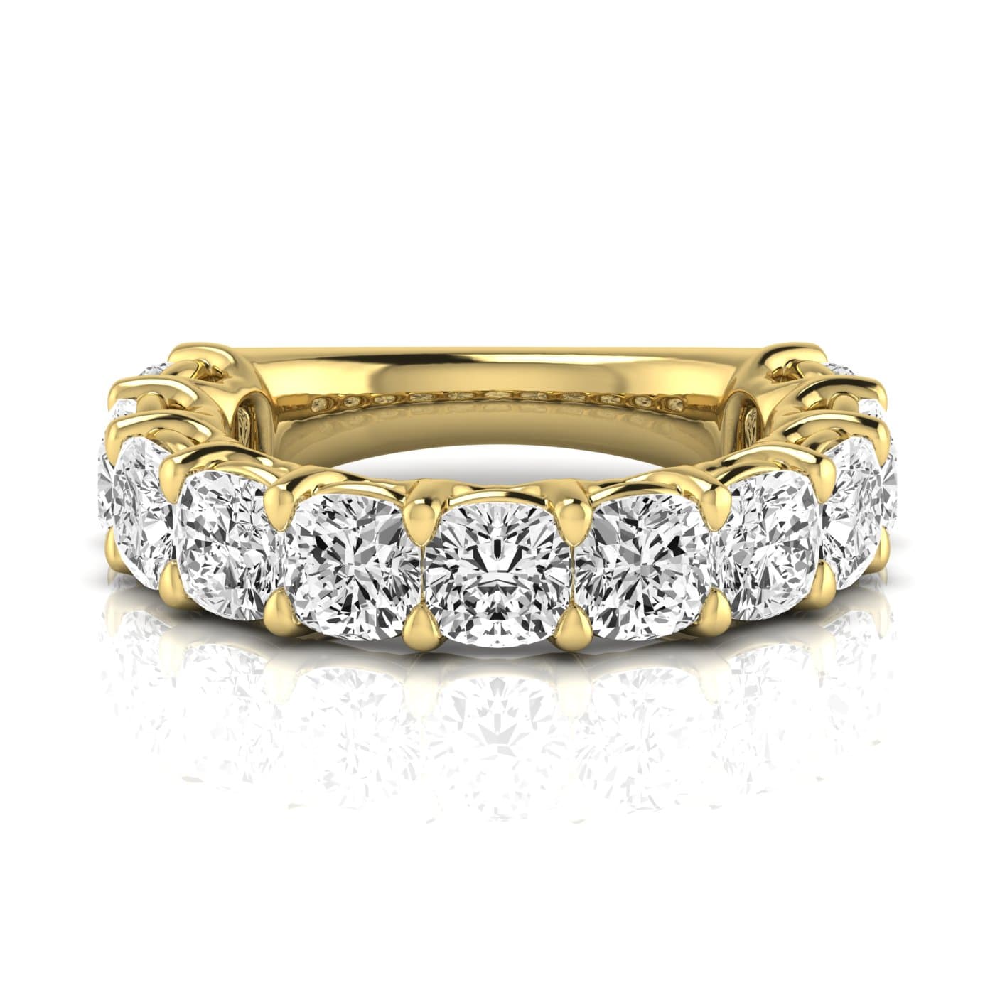 3/4 Spread Cushion Diamond Wedding Band (5 1/2 ct. tw.), Side view in yellow gold