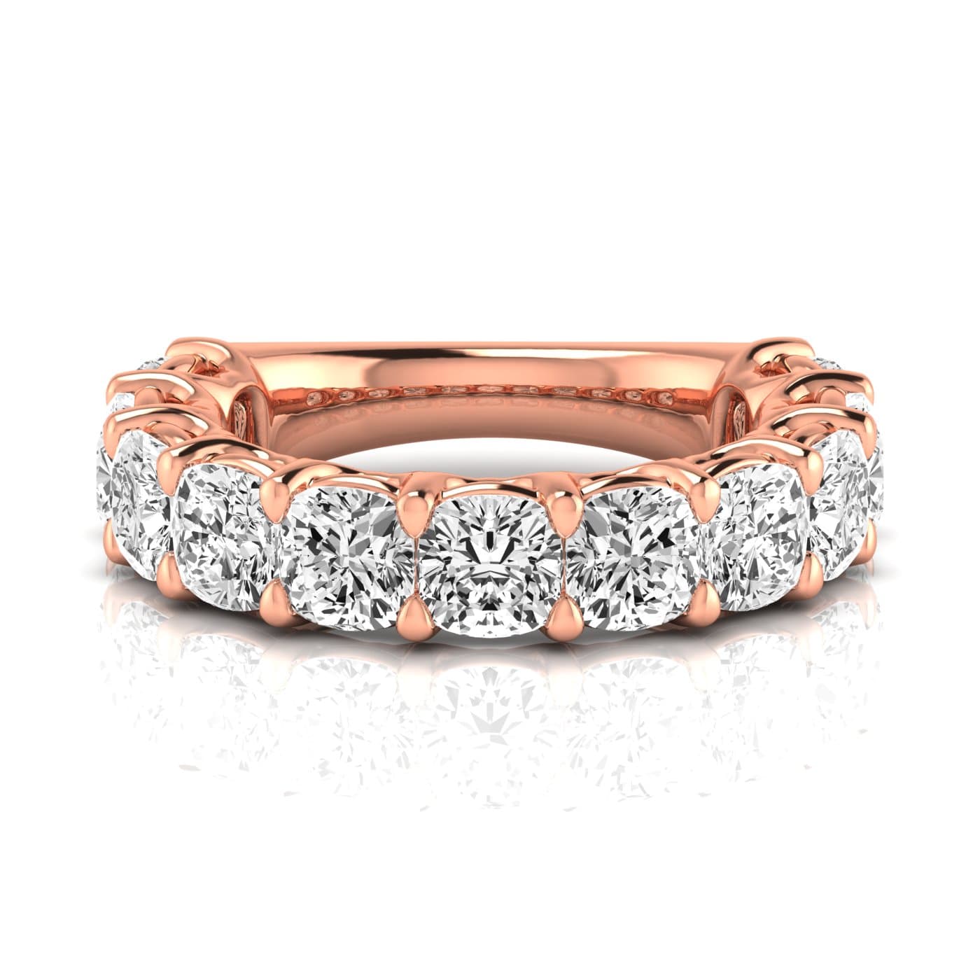 3/4 Spread Cushion Diamond Wedding Band (5 1/2 ct. tw.), Side view in rose gold