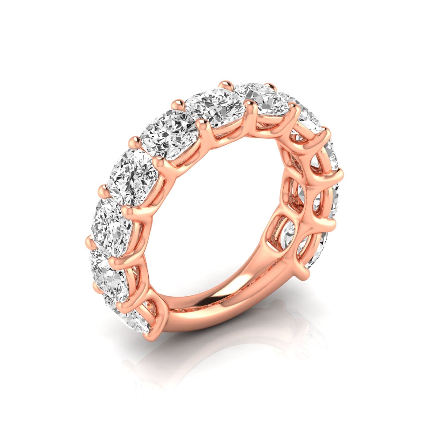 3/4 Spread Cushion Diamond Wedding Band (8 1/4 ct. tw.), Front view in rose gold