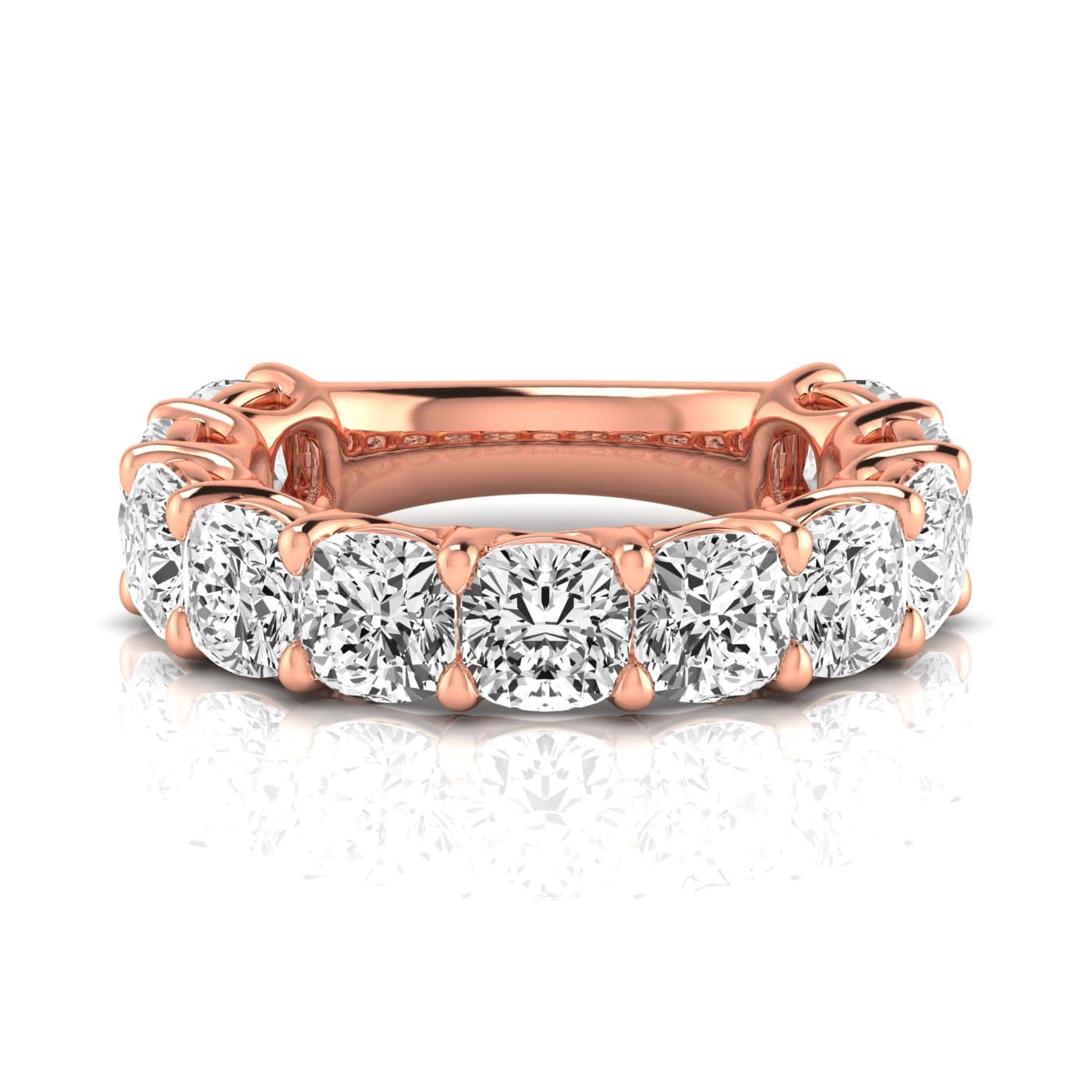 3/4 Spread Cushion Diamond Wedding Band (8 1/4 ct. tw.), Side view in rose gold