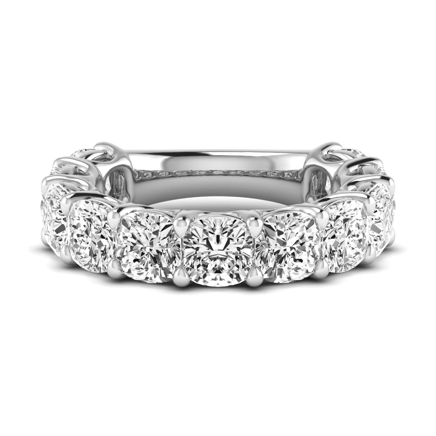 3/4 Spread Cushion Diamond Wedding Band (8 1/4 ct. tw.), Side view in white gold or platinum