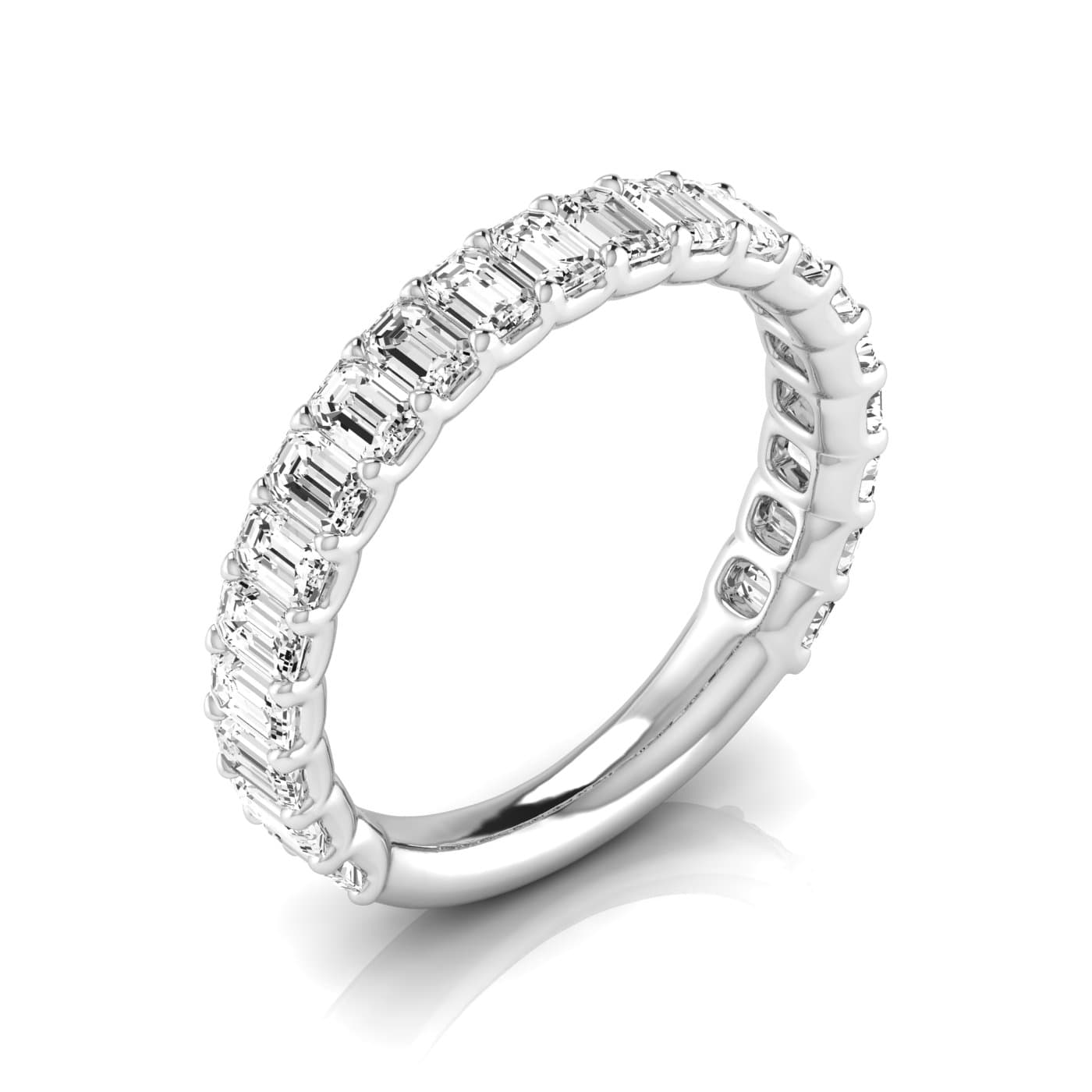 3/4 Spread Emerald Diamond Wedding Band — View 1