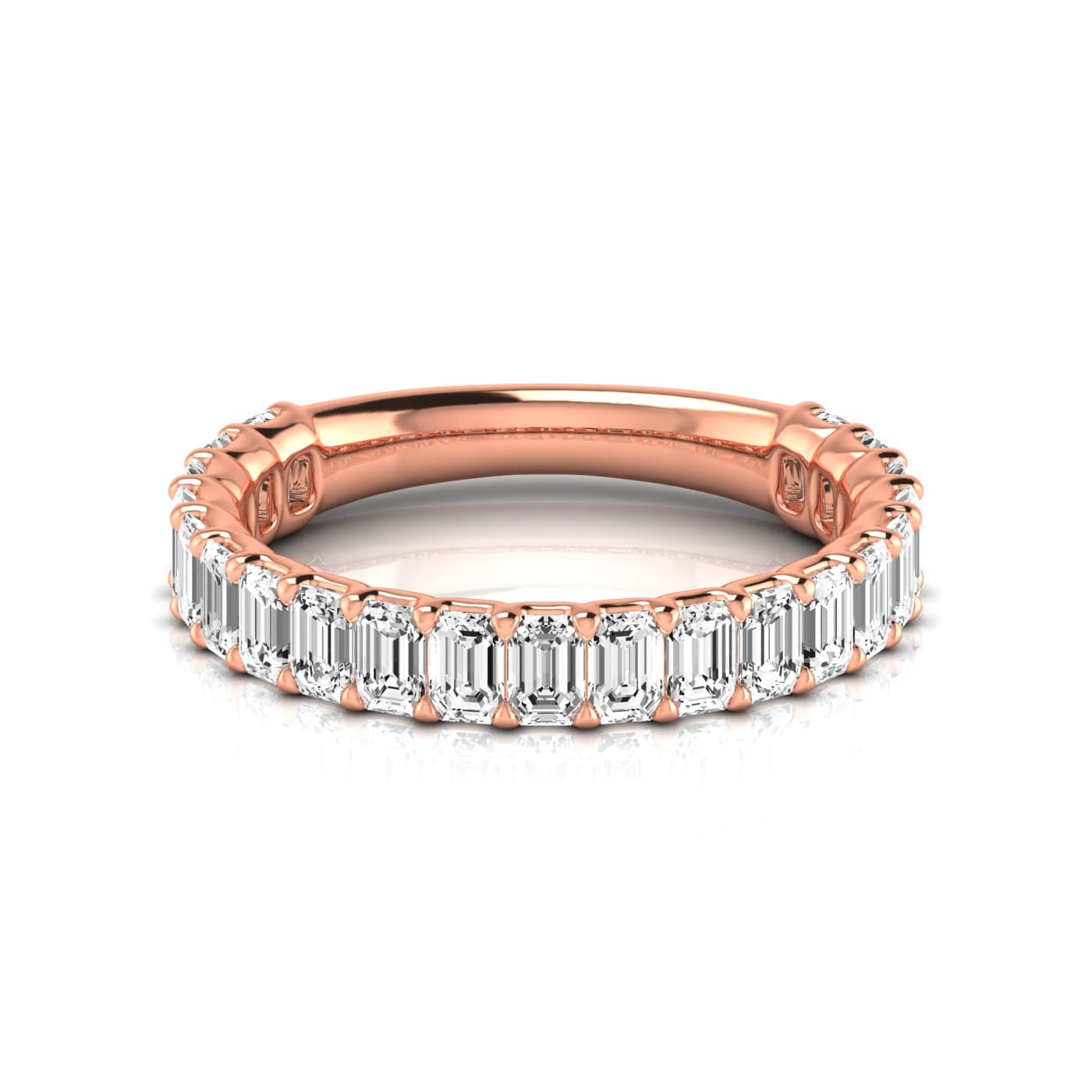 3/4 Spread Emerald Diamond Wedding Band (1 7/8 ct. tw.), Side view in rose gold