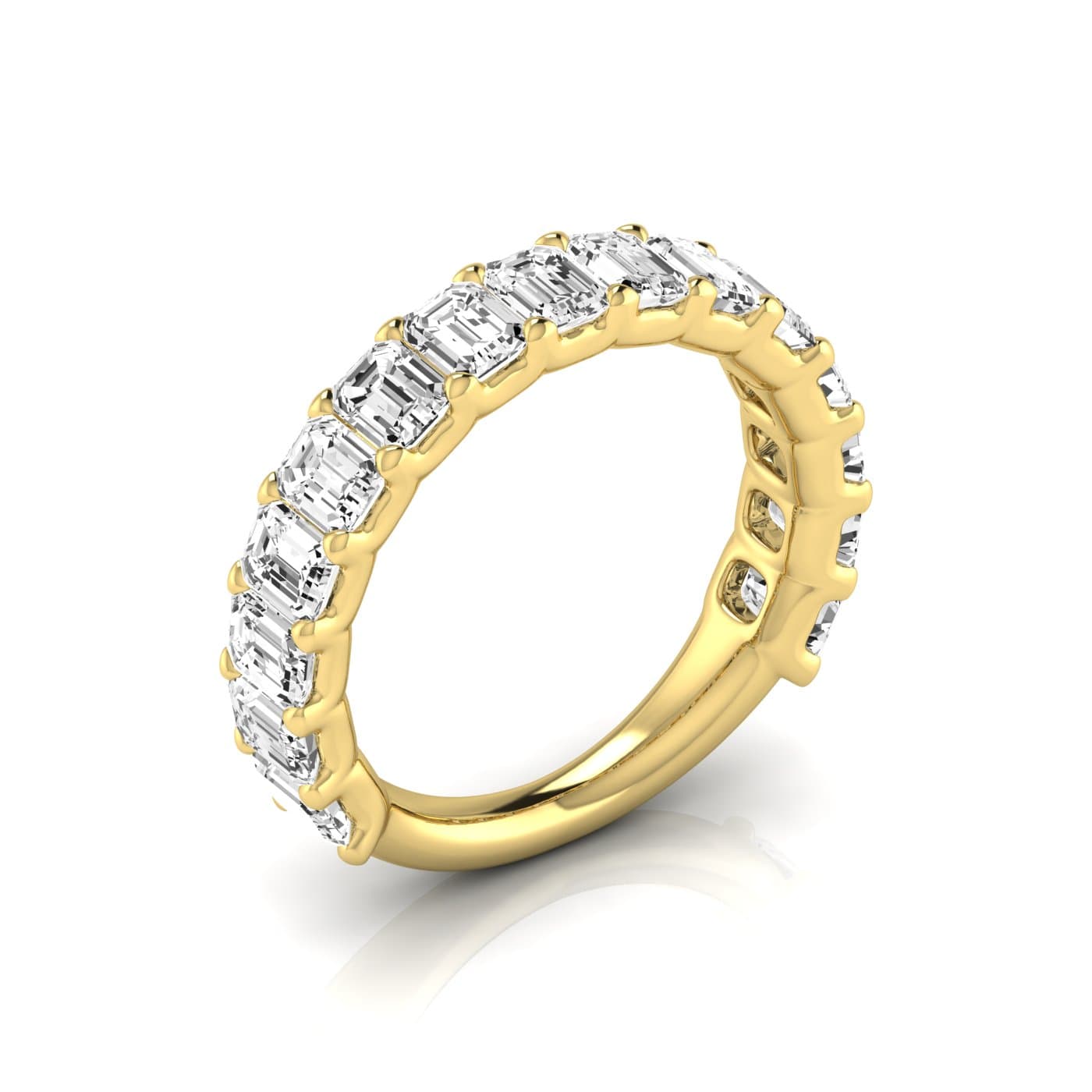 3/4 Spread Emerald Diamond Wedding Band (3 3/4 ct. tw.), Front view in yellow gold