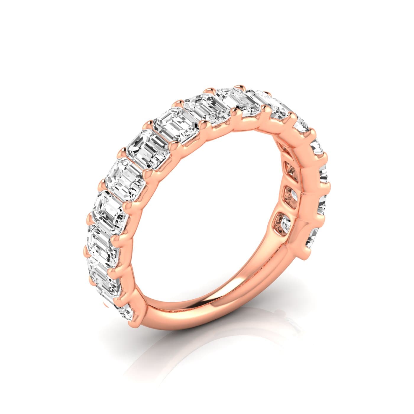 3/4 Spread Emerald Diamond Wedding Band (3 3/4 ct. tw.), Front view in rose gold