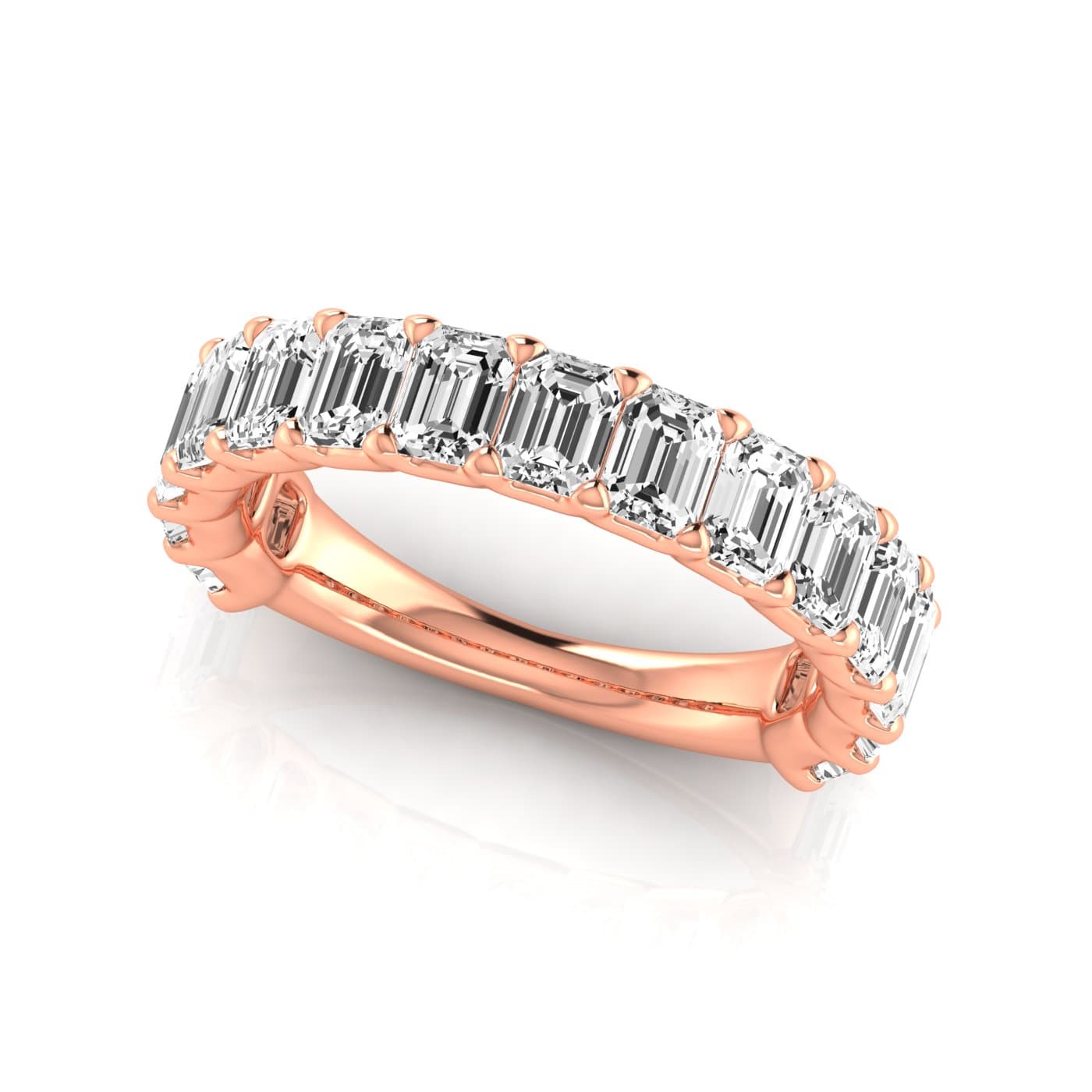 3/4 Spread Emerald Diamond Wedding Band (3 3/4 ct. tw.), On hand view in rose gold