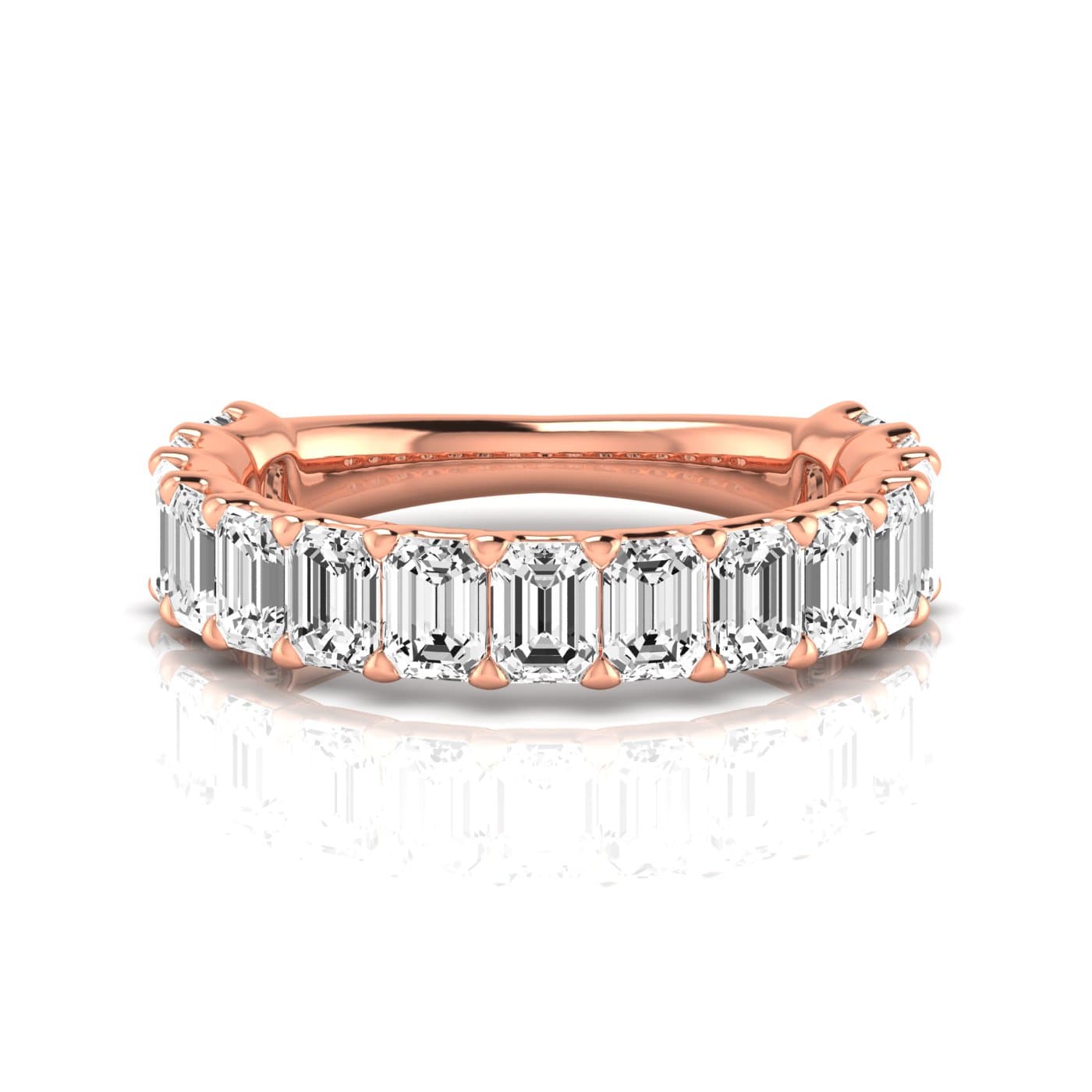 3/4 Spread Emerald Diamond Wedding Band (3 3/4 ct. tw.), Side view in rose gold