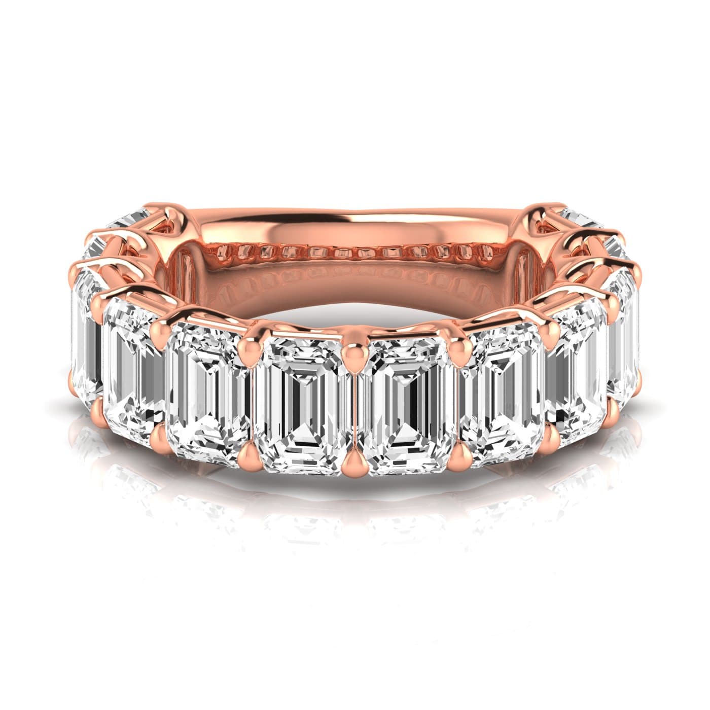 3/4 Spread Emerald Diamond Wedding Band (9 ct. tw.), Side view in rose gold
