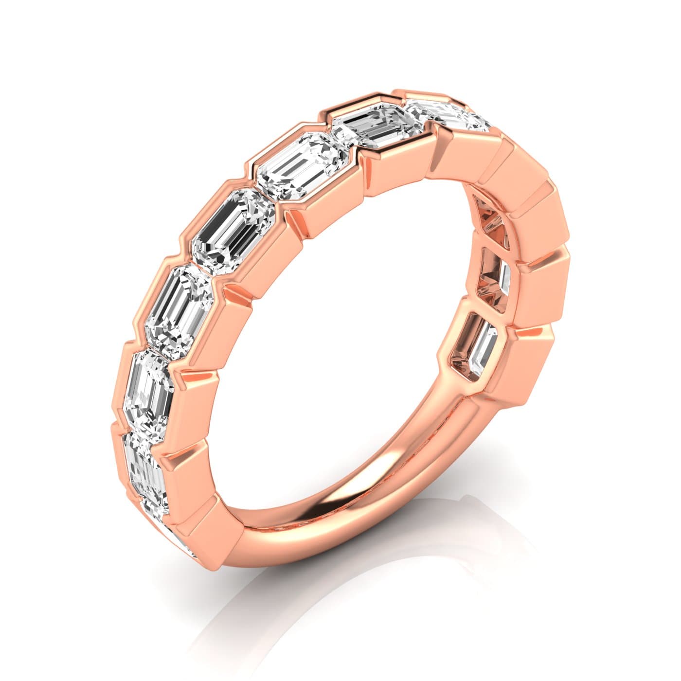 3/4 Spread Emerald Diamond Wedding Band (3 ct. tw.), Front view in rose gold