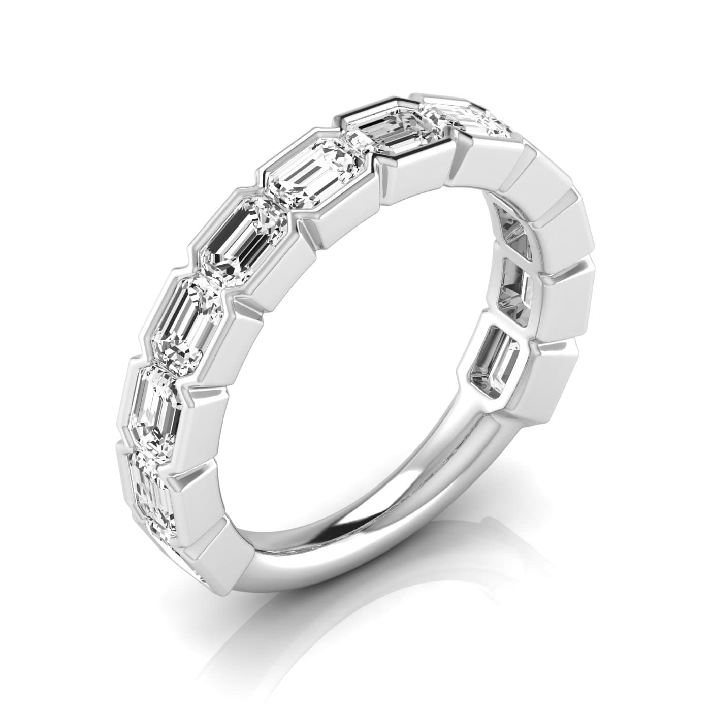 3/4 Spread Emerald Diamond Wedding Band — View 1