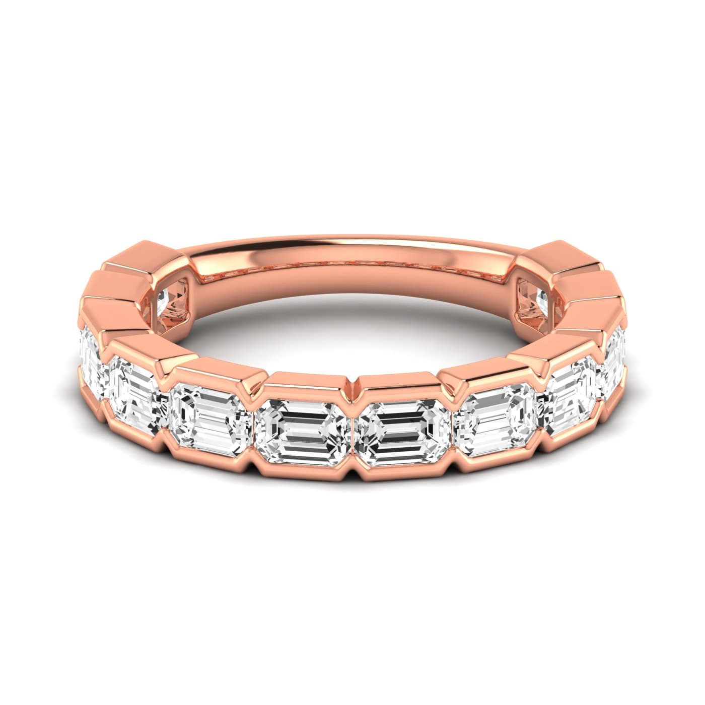3/4 Spread Emerald Diamond Wedding Band (3 ct. tw.), Side view in rose gold