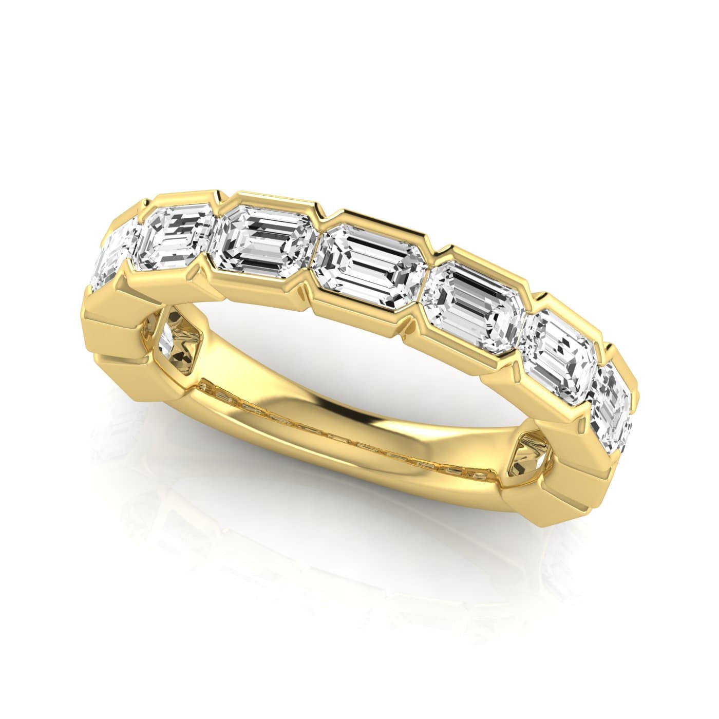 3/4 Spread Emerald Diamond Wedding Band (3 5/8 ct. tw.), On hand view in yellow gold