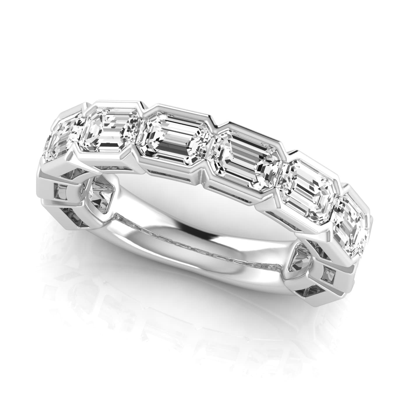 3/4 Spread Emerald Diamond Wedding Band (5 ct. tw.), On hand view in white gold or platinum