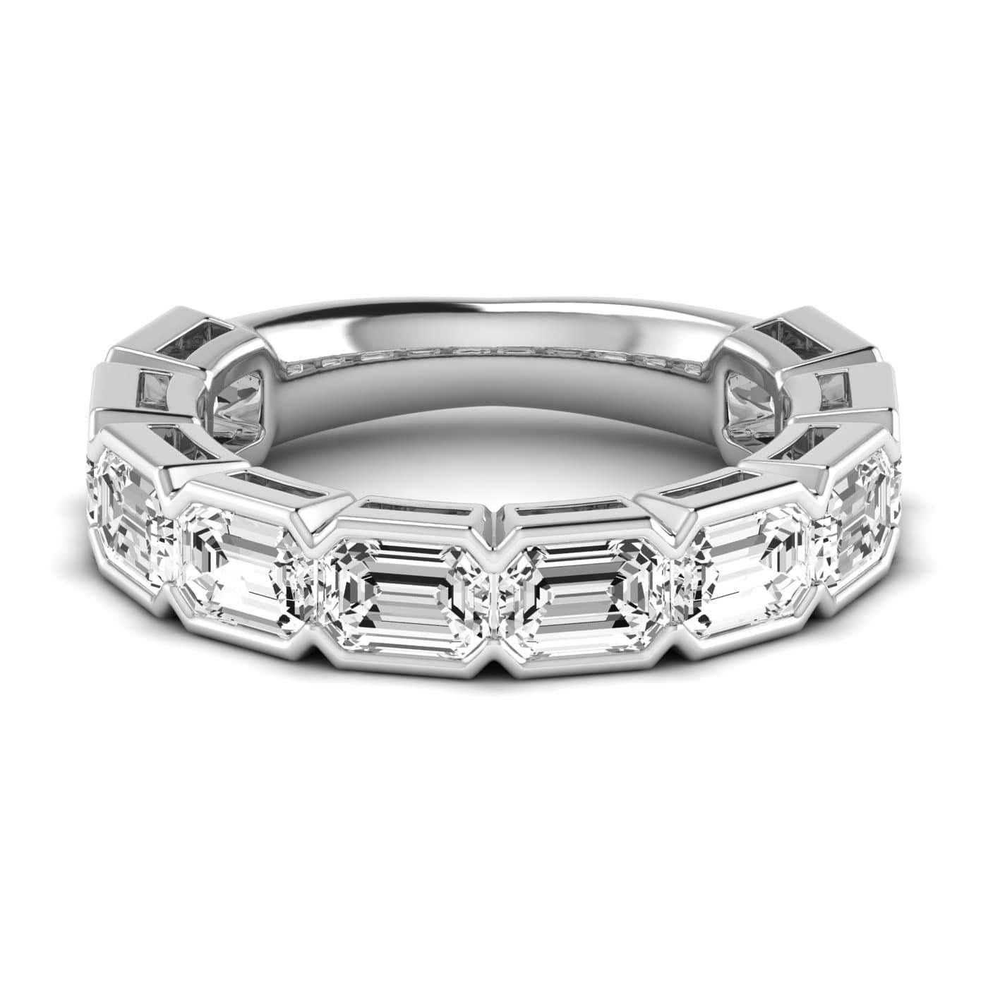 3/4 Spread Emerald Diamond Wedding Band (5 ct. tw.), Side view in white gold or platinum
