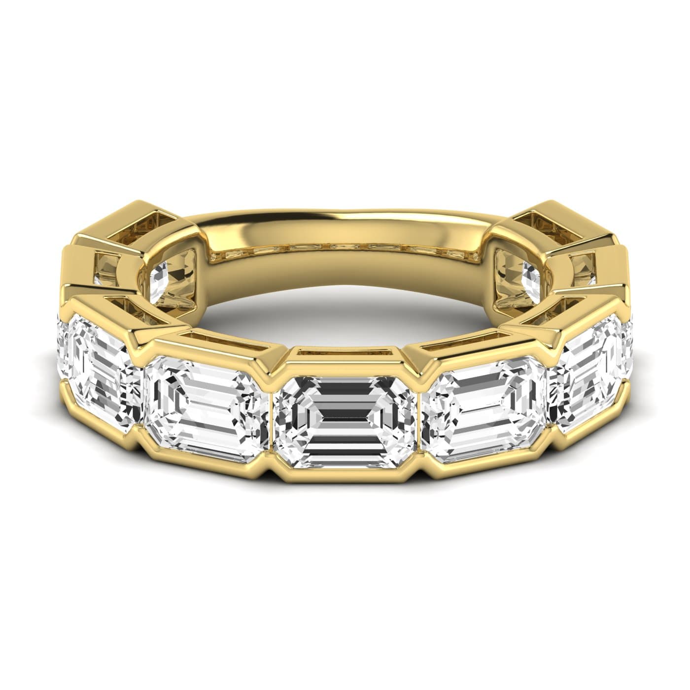 3/4 Spread Emerald Diamond Wedding Band (6 3/4 ct. tw.), Side view in yellow gold
