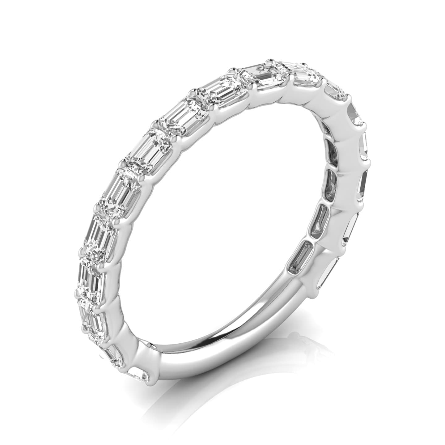 3/4 Spread Emerald Diamond Wedding Band — View 1