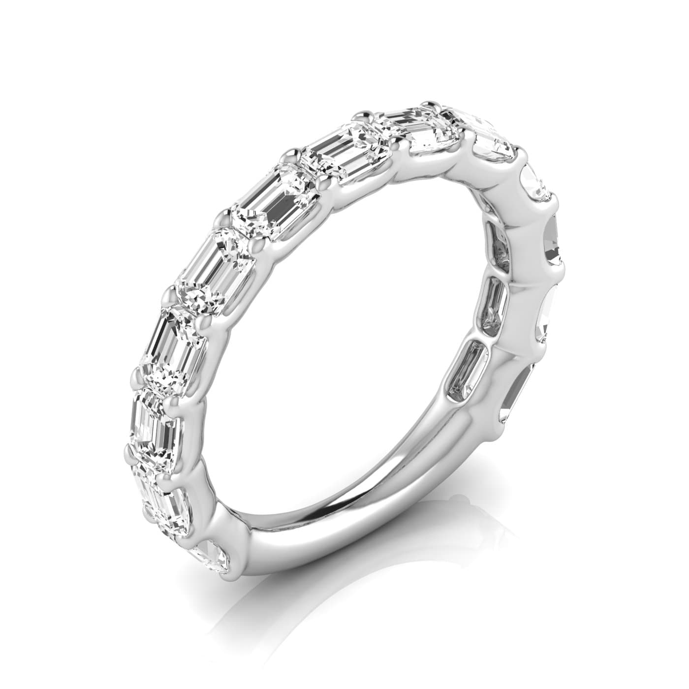 3/4 Spread Emerald Diamond Wedding Band — View 1