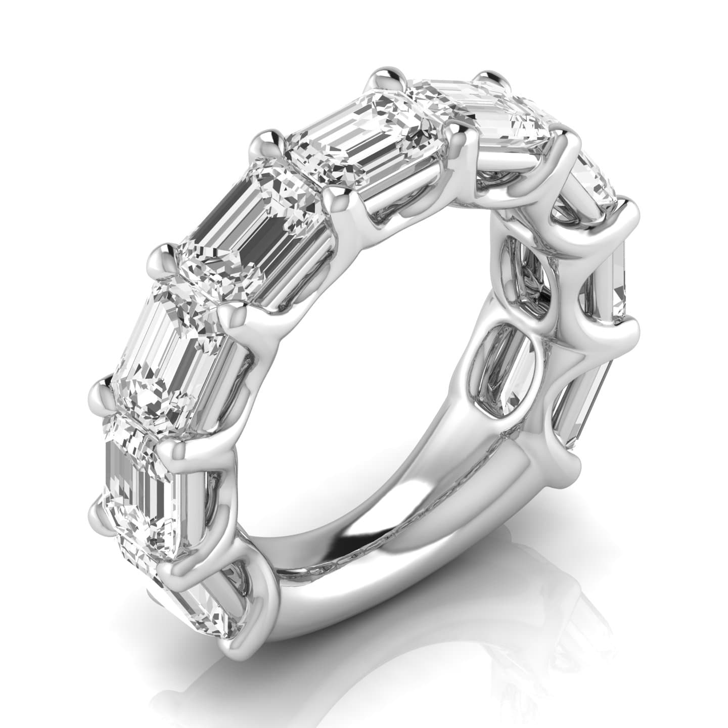 3/4 Spread Emerald Diamond Wedding Band — View 1