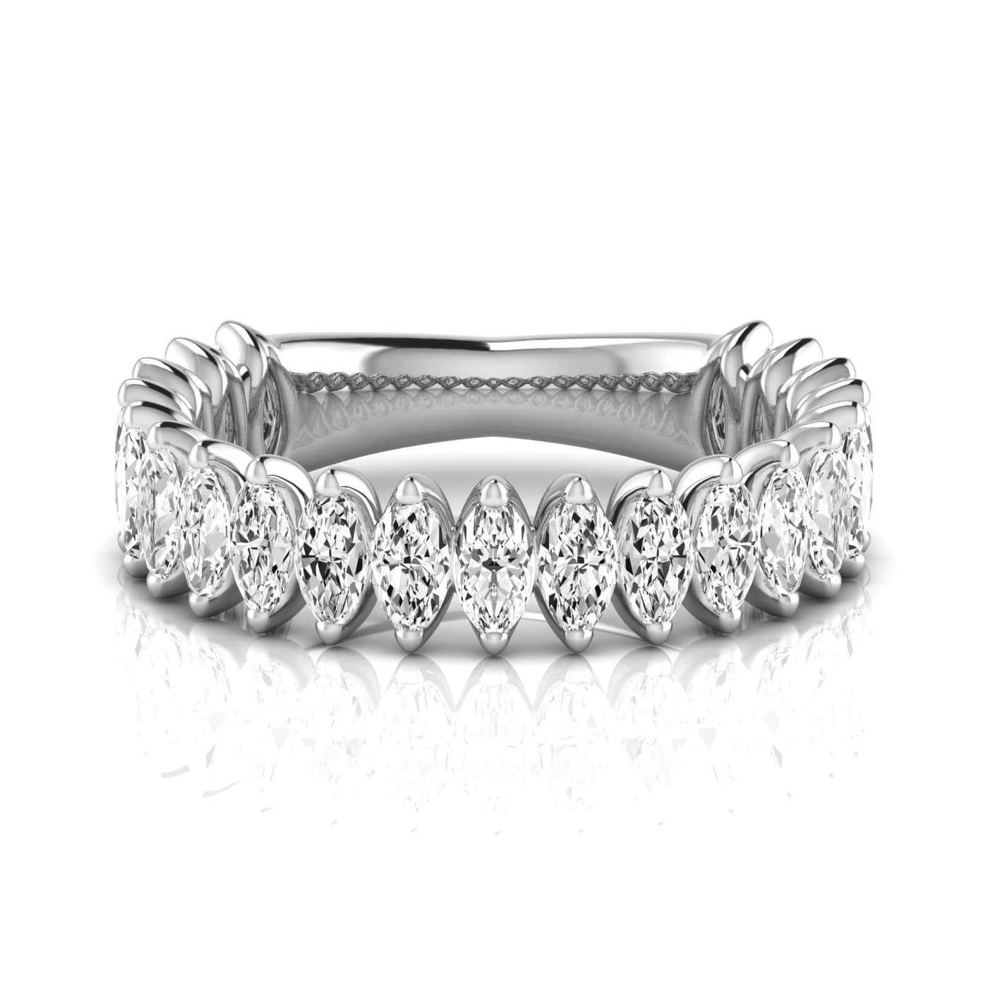 3/4 Spread Marquise Diamond Wedding Band (2.1 ct. tw.), Side view in white gold or platinum