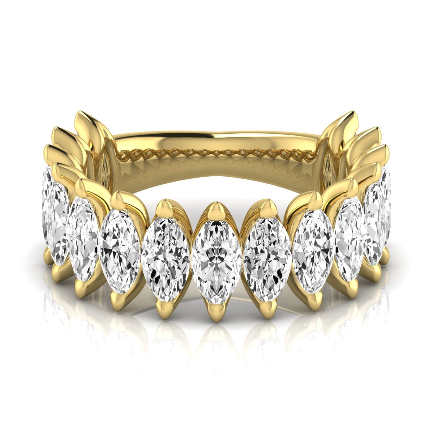 3/4 Spread Marquise Diamond Wedding Band (3 3/4 ct. tw.), Side view in yellow gold