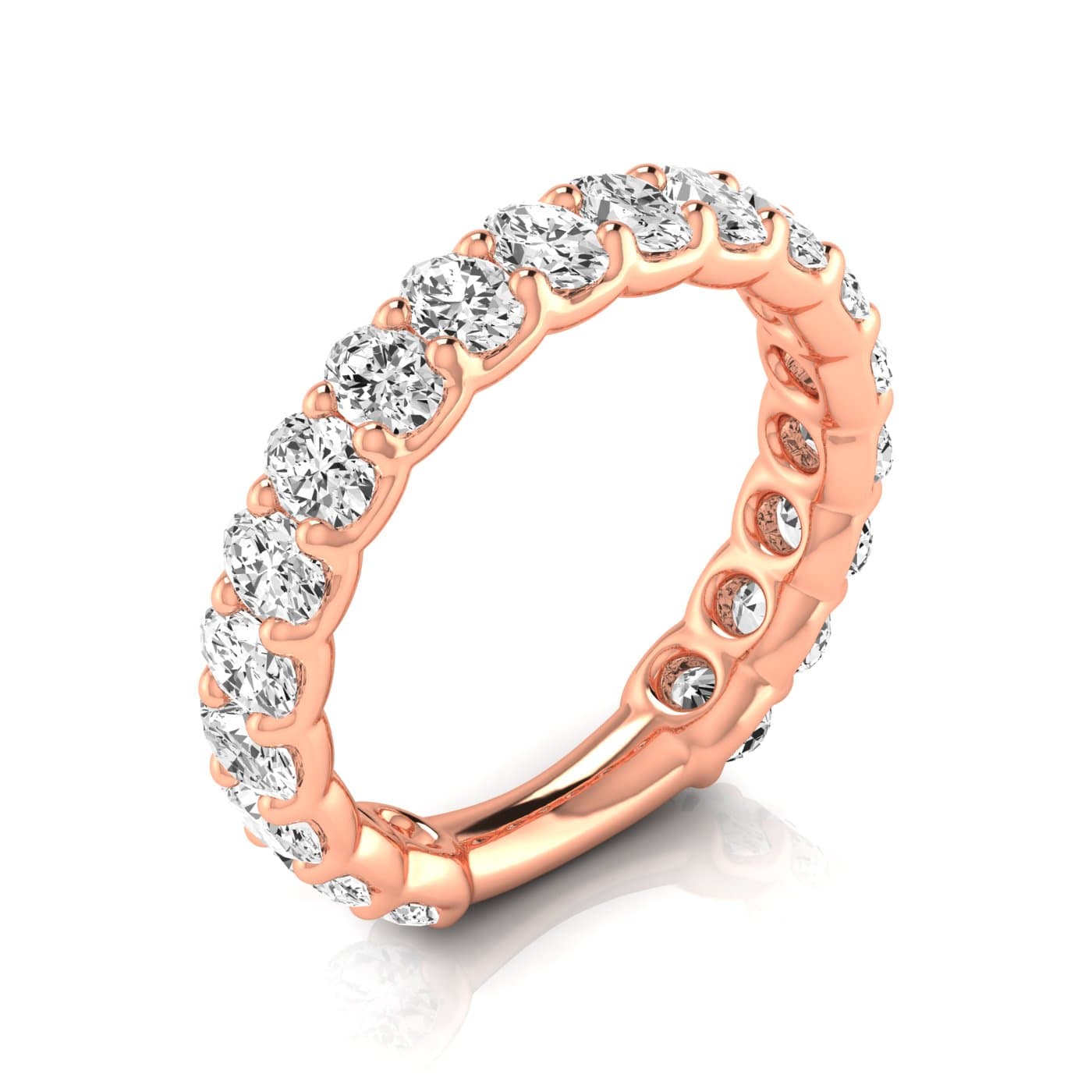 3/4 Spread Oval Diamond Wedding Band (1.71 ct. tw.), Front view in rose gold