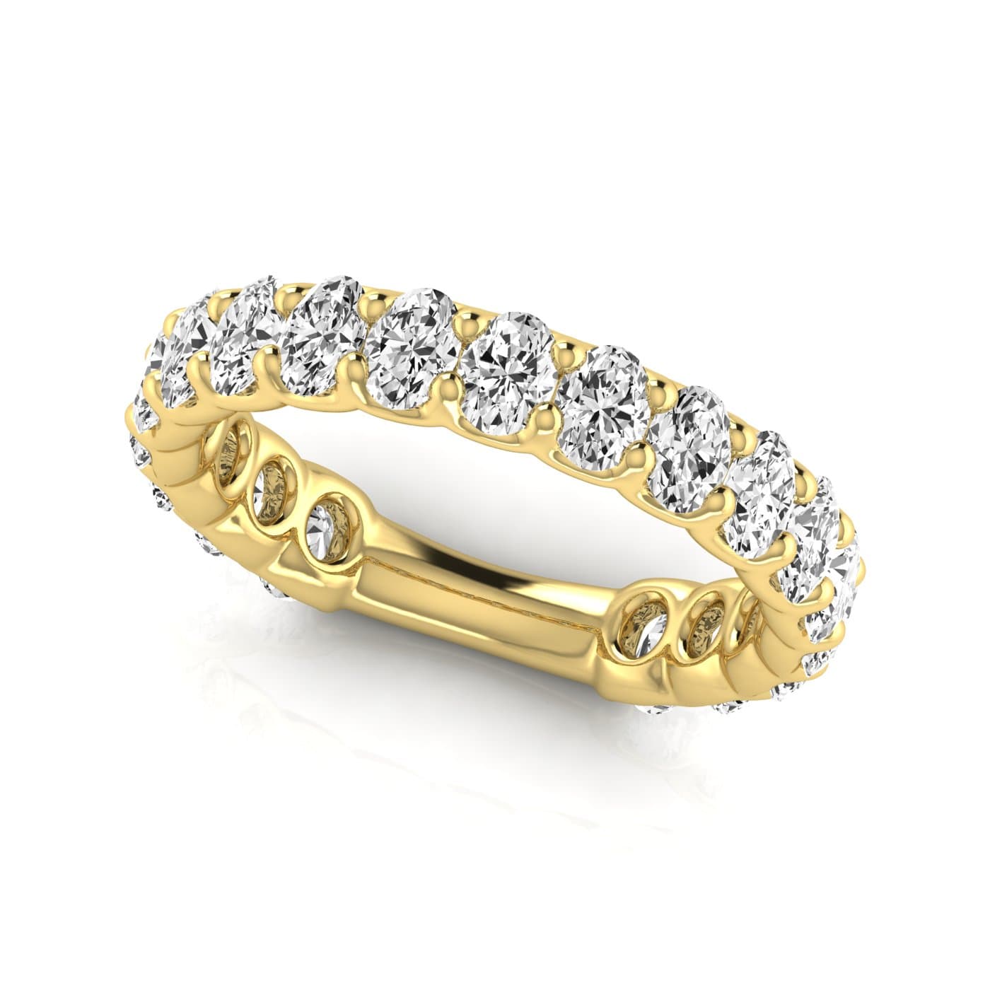 3/4 Spread Oval Diamond Wedding Band (1.71 ct. tw.), On hand view in yellow gold