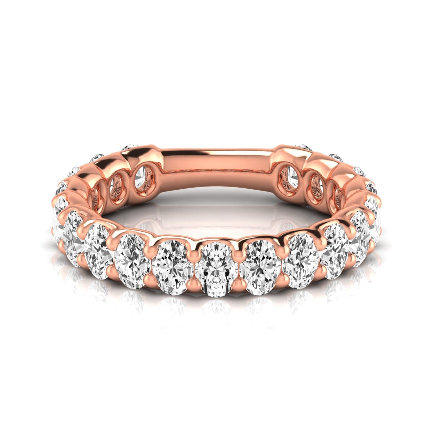 3/4 Spread Oval Diamond Wedding Band (1.71 ct. tw.), Side view in rose gold