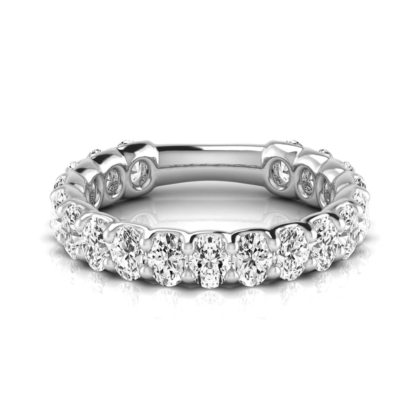 3/4 Spread Oval Diamond Wedding Band (1.71 ct. tw.), Side view in white gold or platinum