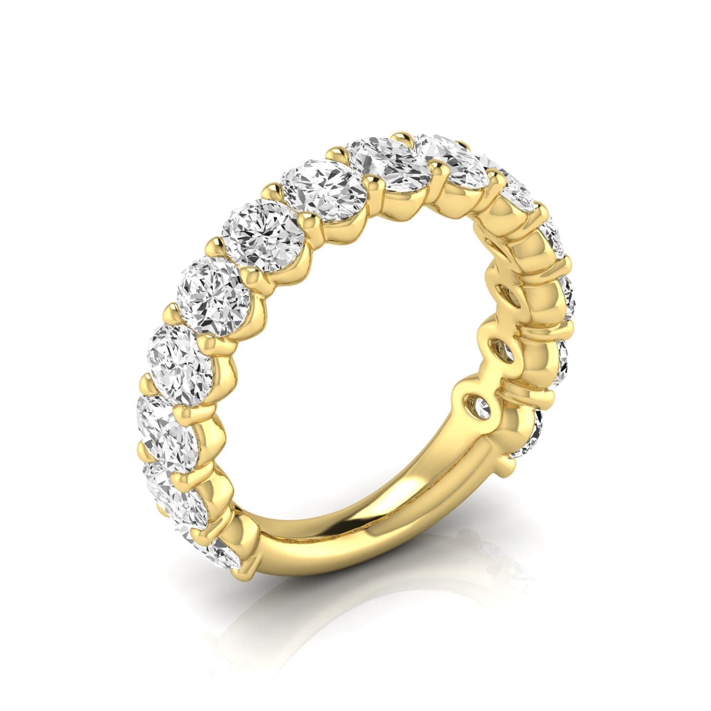 3/4 Spread Oval Diamond Wedding Band (3 1/2 ct. tw.), Front view in yellow gold