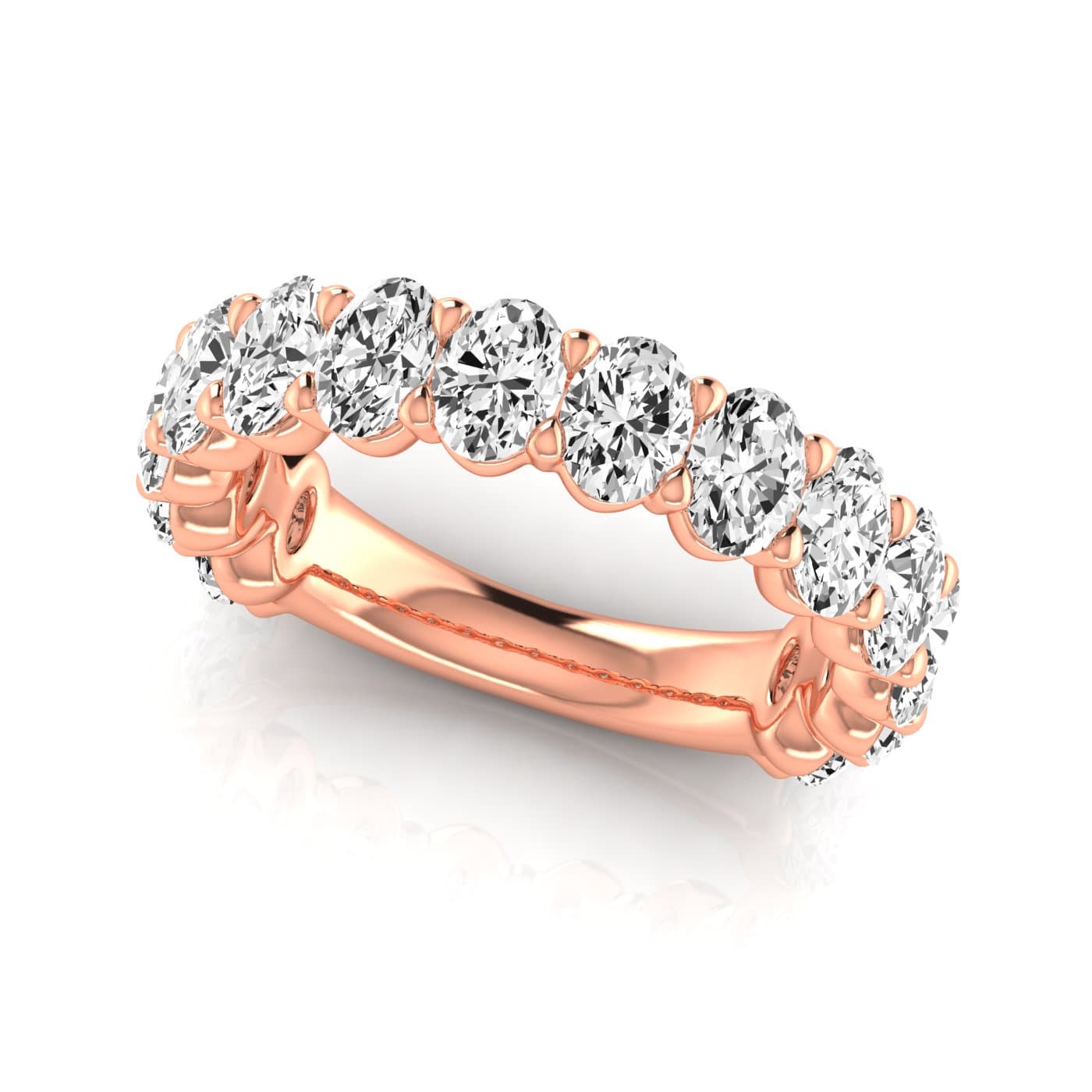 3/4 Spread Oval Diamond Wedding Band (3 1/2 ct. tw.), On hand view in rose gold