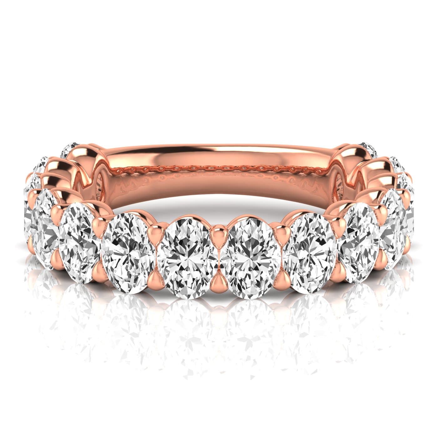 3/4 Spread Oval Diamond Wedding Band (3 1/2 ct. tw.), Side view in rose gold