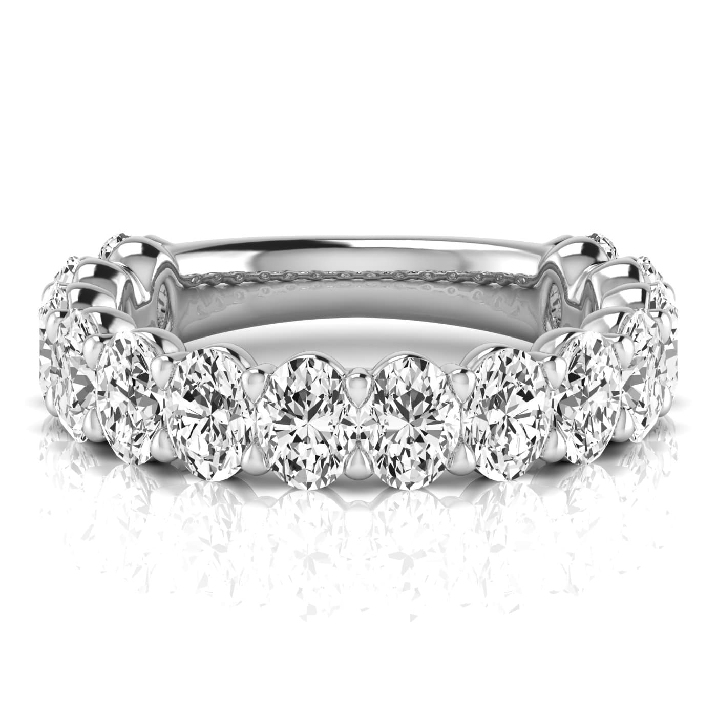 3/4 Spread Oval Diamond Wedding Band (3 1/2 ct. tw.), Side view in white gold or platinum