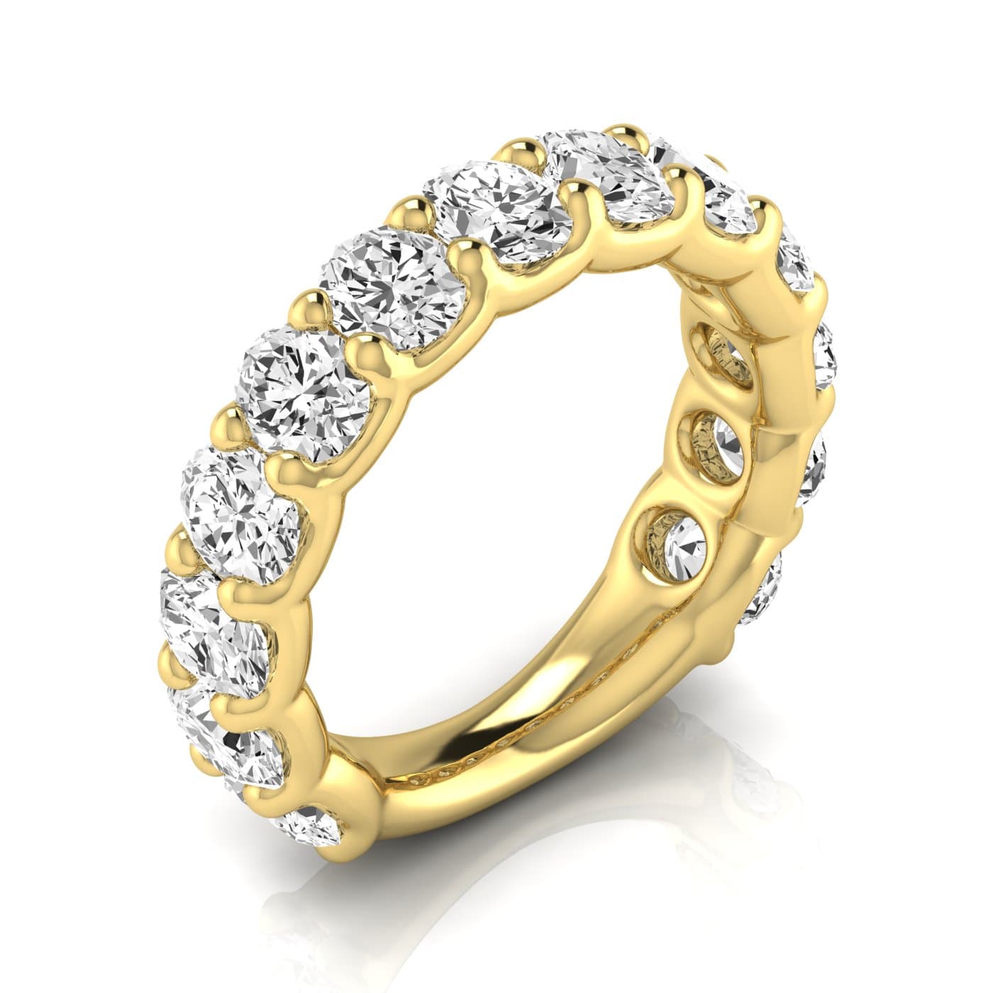 3/4 Spread Oval Diamond Wedding Band (4.29 ct. tw.), Front view in yellow gold