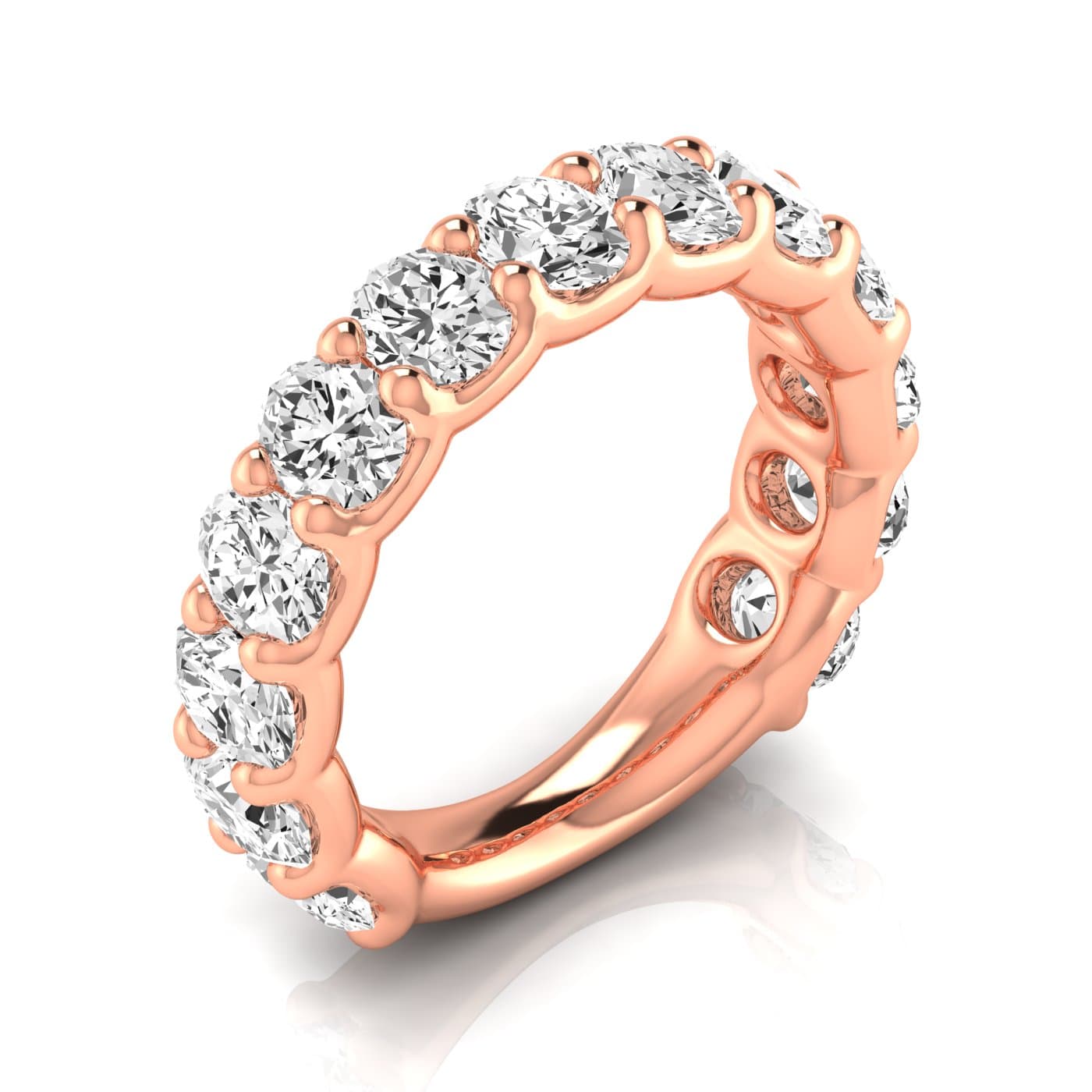 3/4 Spread Oval Diamond Wedding Band (4.29 ct. tw.), Front view in rose gold